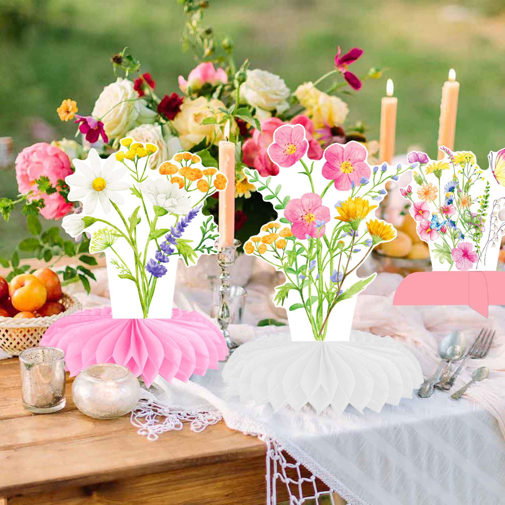 Wildflowers Honeycomb Centerpieces Wildflower Birthday Table Decorations 12PCS Spring Wildflower Theme Table Centerpieces for Wedding Little Wildflowers Baby Shower Supplies - Image 2