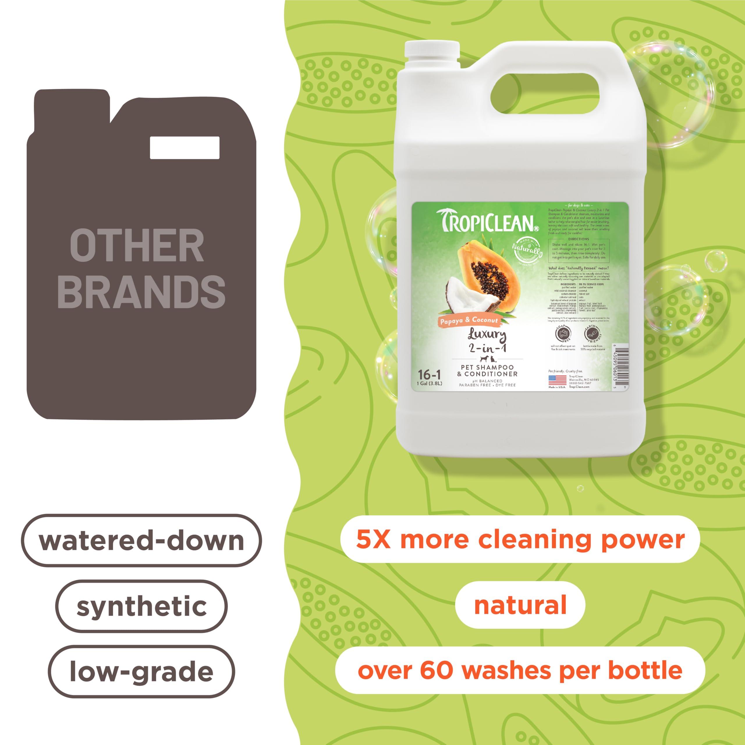 TropiClean 2-in-1 Dog Shampoo and Conditioner, Professional Dog Shampoo, Moisturizing Detangler, Puppy Safe, Made in USA, Papaya Scent, 1 Gallon - Image 7