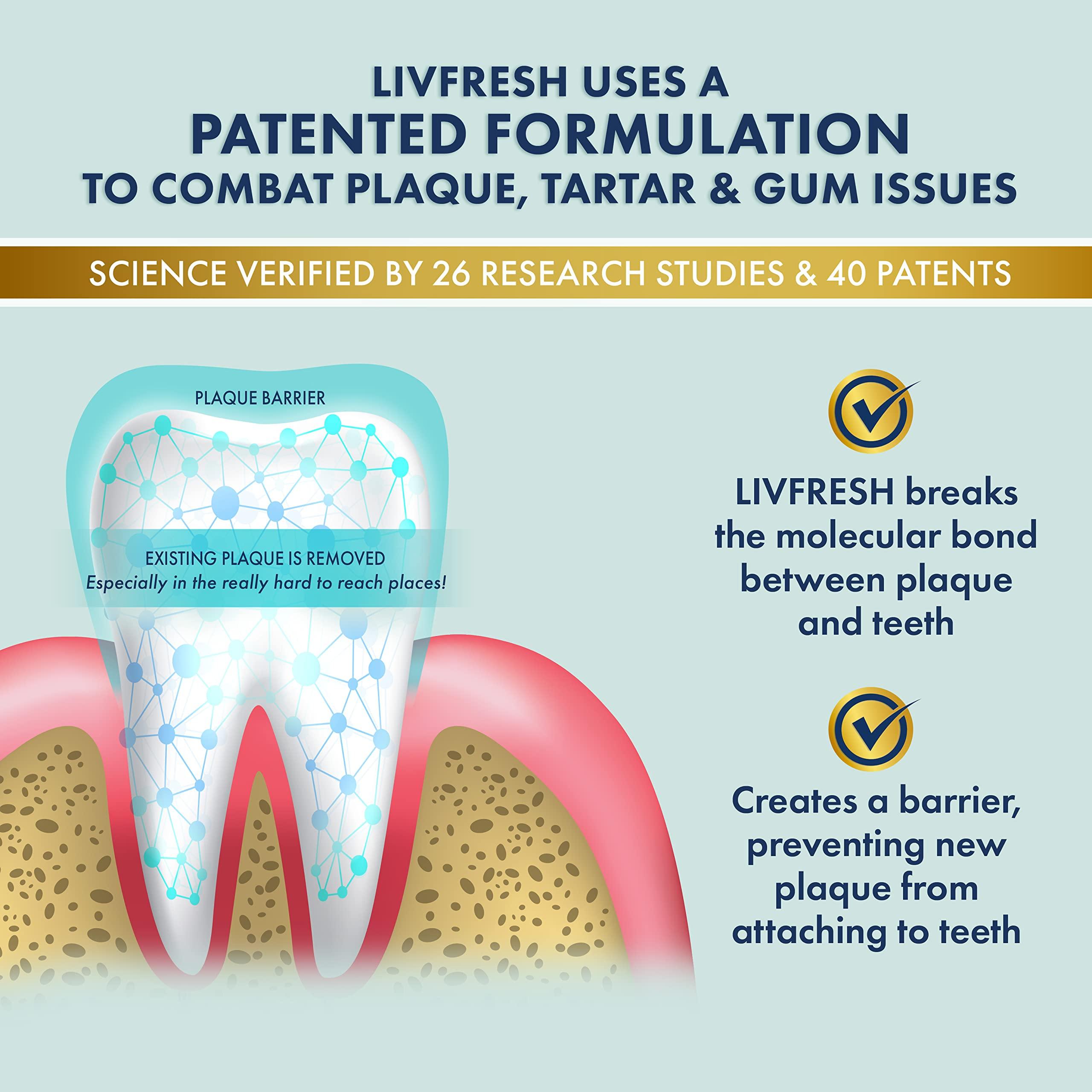 LIVFRESH Toothpaste Gel, Clinically Proven to Remove Plaque 250% Better, Improves Gum Health 190% Better, Prevents & Reduces Tartar, Freshens Breath, SLS Free Dental Gel, Wintergreen - Image 3