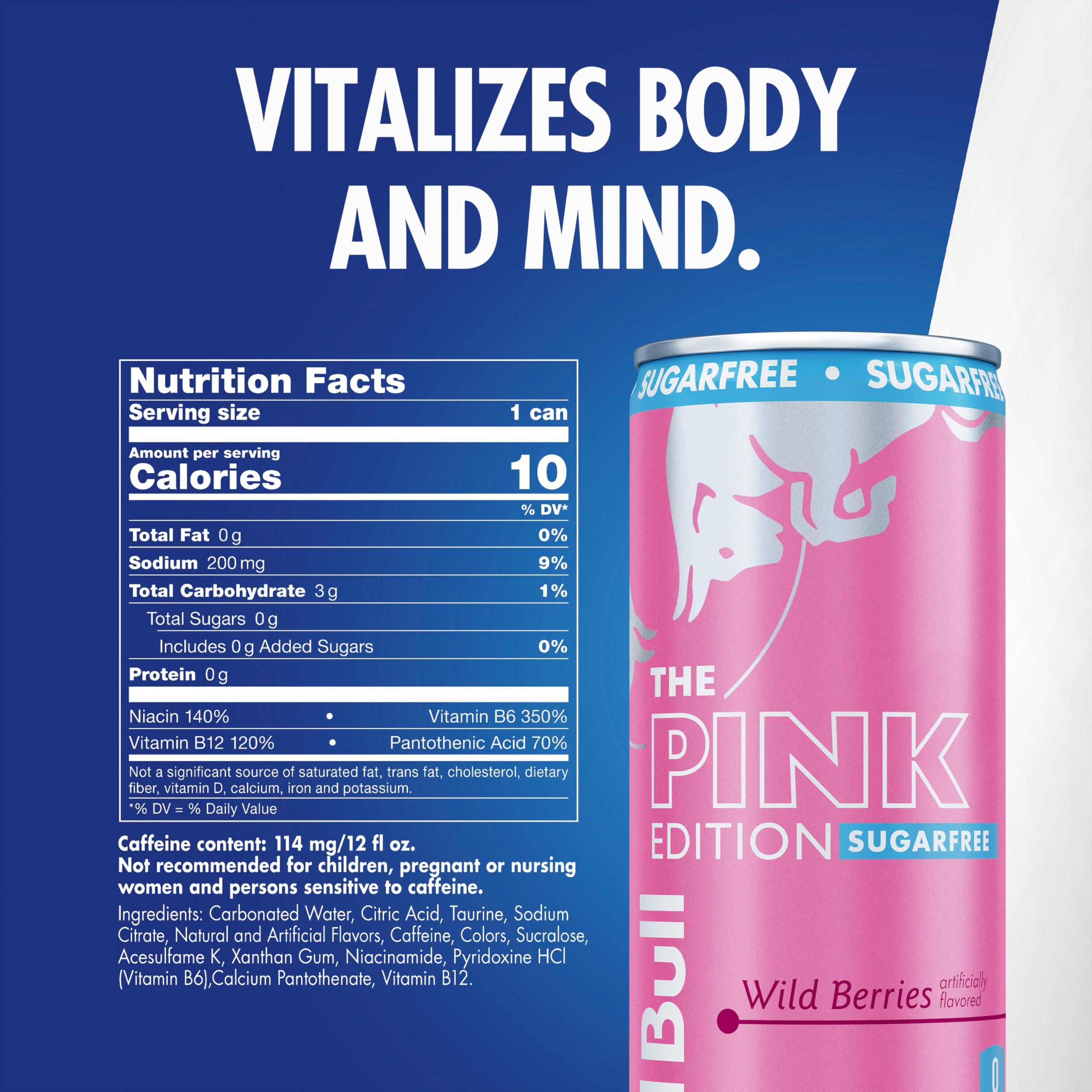 Red Bull Pink Edition Sugar Free Energy Drink, Wild Berries, 12 fl. z., Case of 24 cans, with 114mg Caffeine, Taurine & B Vitamins - Image 2