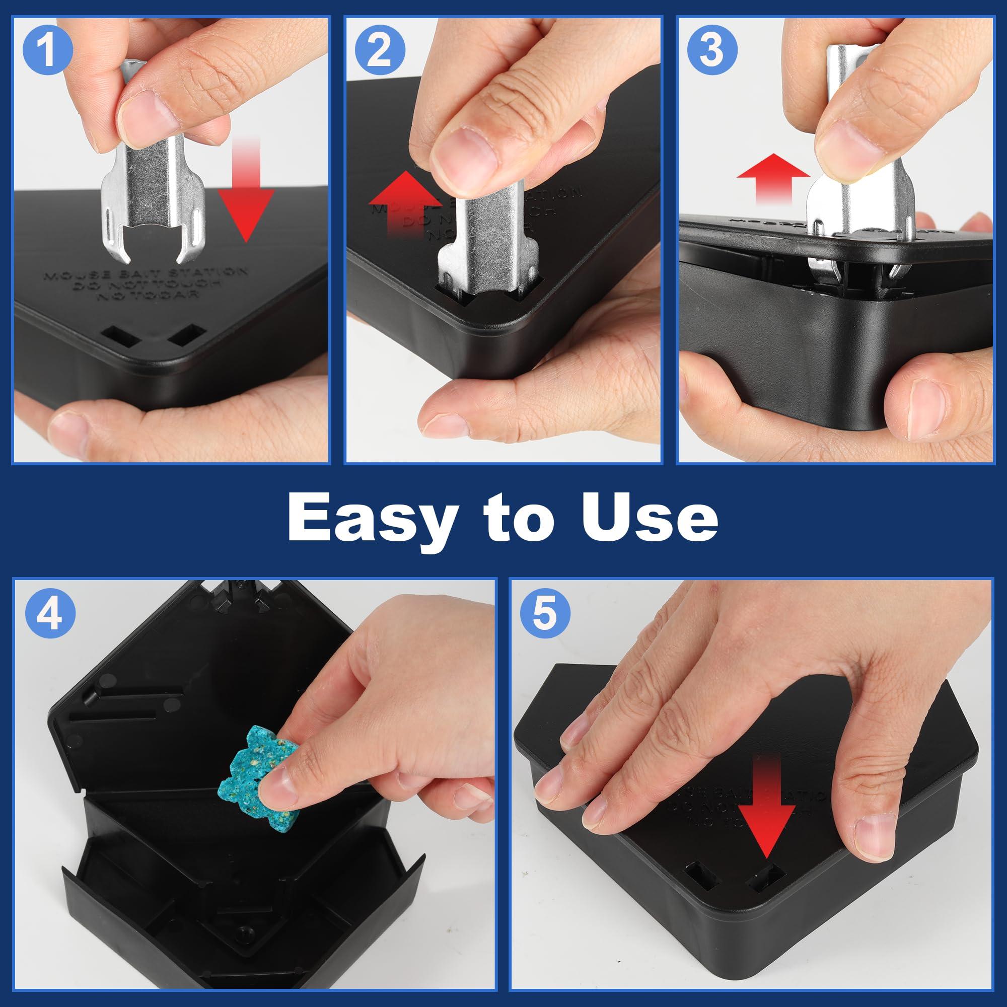 12 Pack Mouse Bait Station with Keys - Outdoor Refillable Mouse Bait Station Reusable Mice Small Rats Poisoning Station Box for Indoor Outdoor Kitchen Garage, Safe for Kids and Pets - Image 5