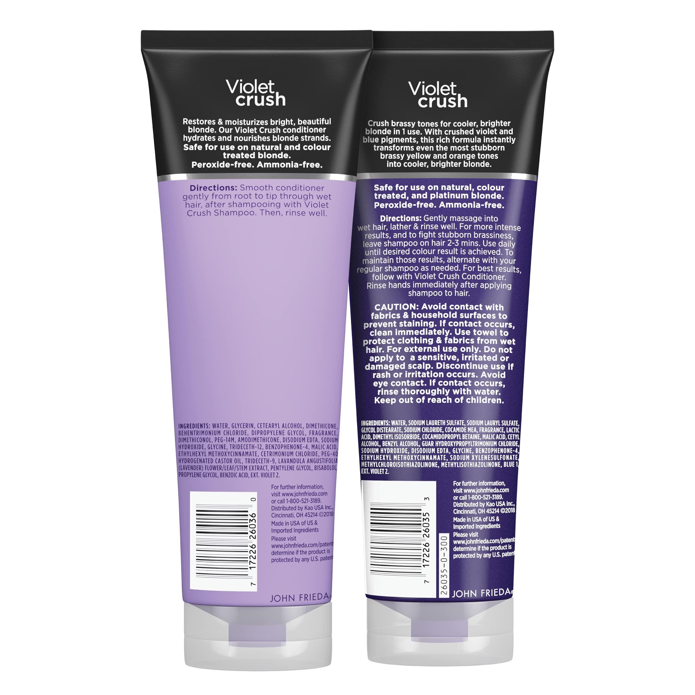 John Frieda Violet Crush Purple Shampoo and Conditioner Set for Blonde Hair, Neutralizes Yellow Tones for Bleached, Blonde, and Platinum Hair, 8.3 Oz, Pack of 2 - Image 6