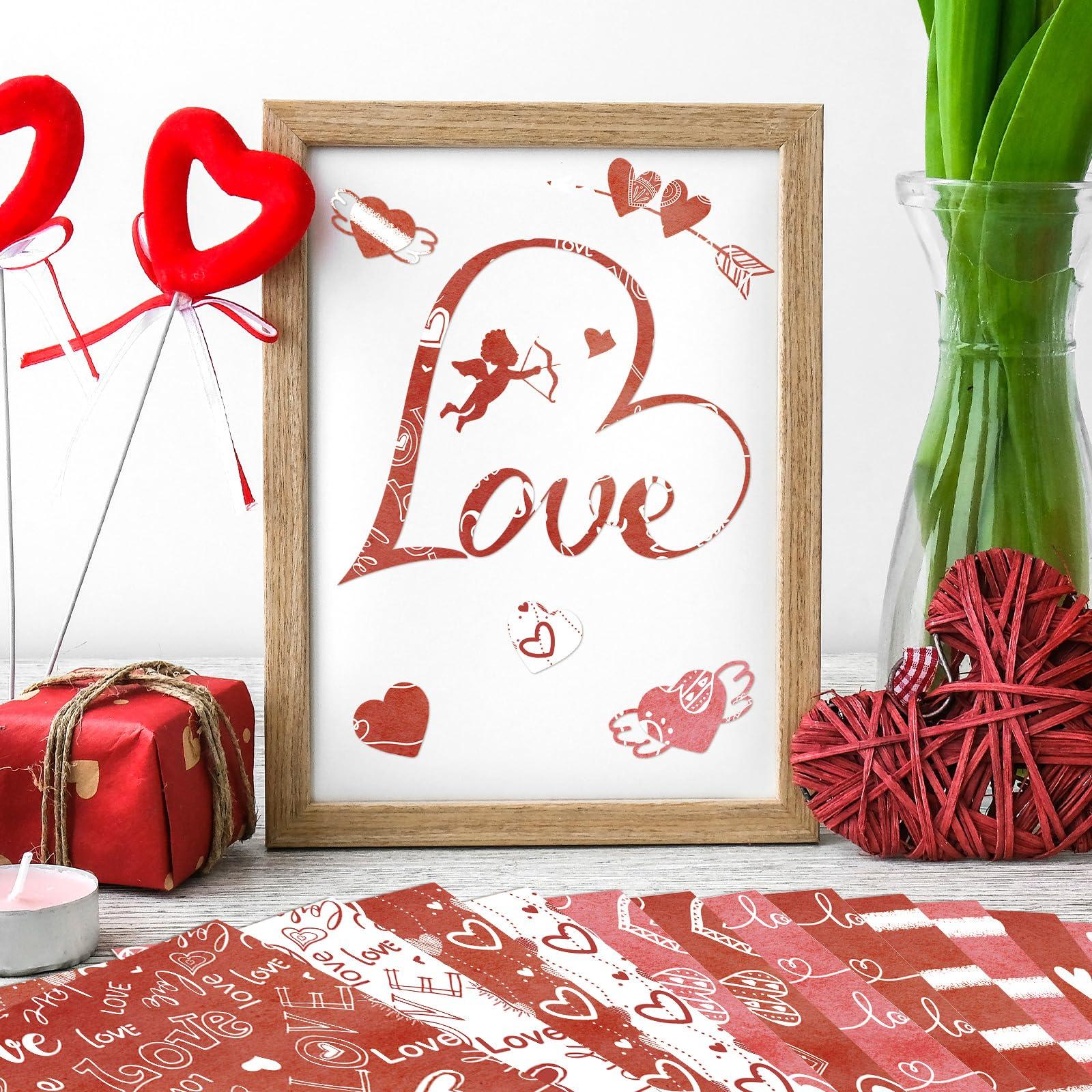 Valentines Pattern Paper Double Sided Valentine Decorative Scrapbook Craft Paper,Love Heart Red Black Cardstock for Valentines Craft Supplies Card Making Scrapbook(12 Design,24 Sheet,11 x 11 Inch) - Image 4
