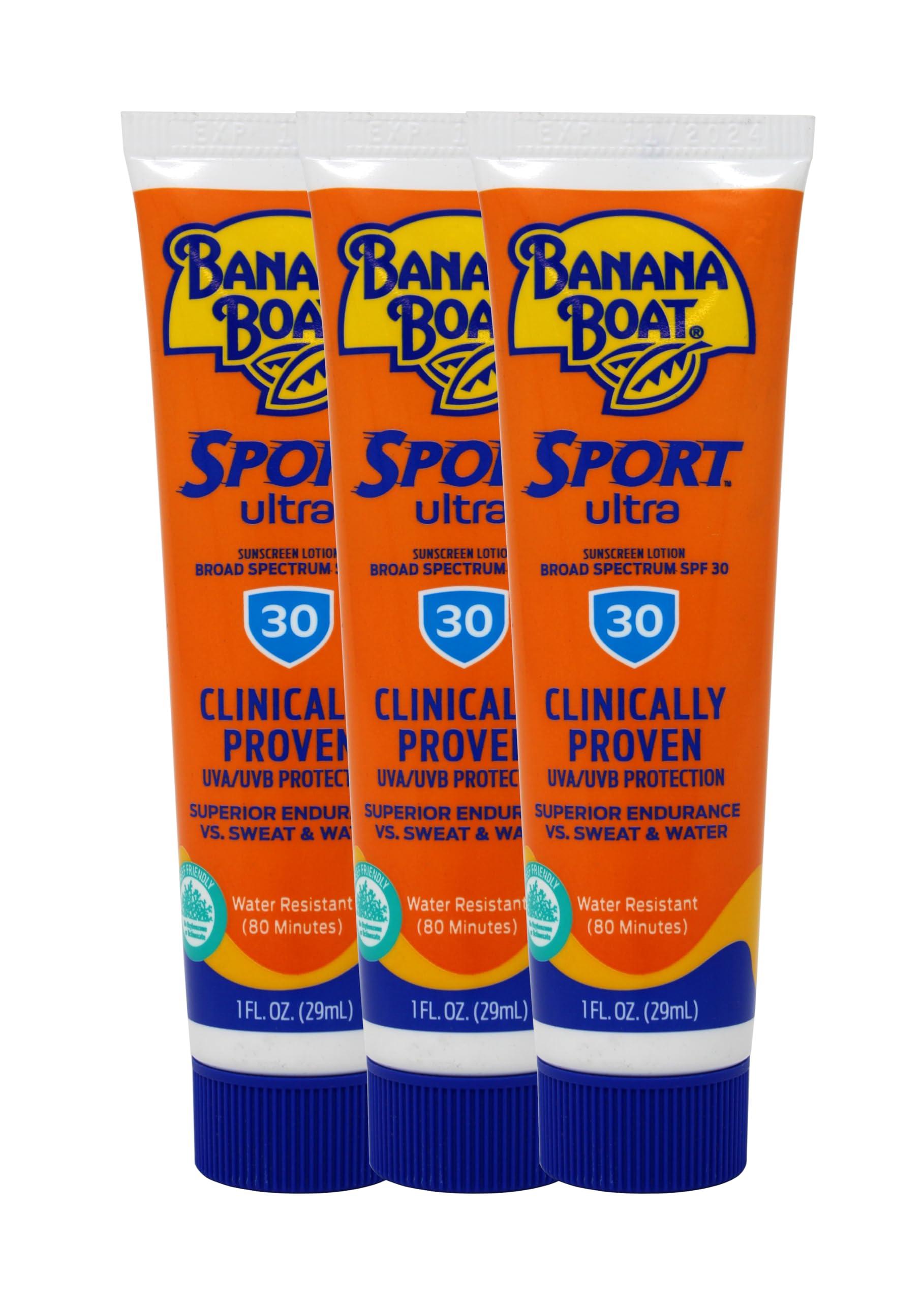 Banana Boat Sport Performance Sunscreen Lotion 30 SPF 1 oz (Pack of 3)
