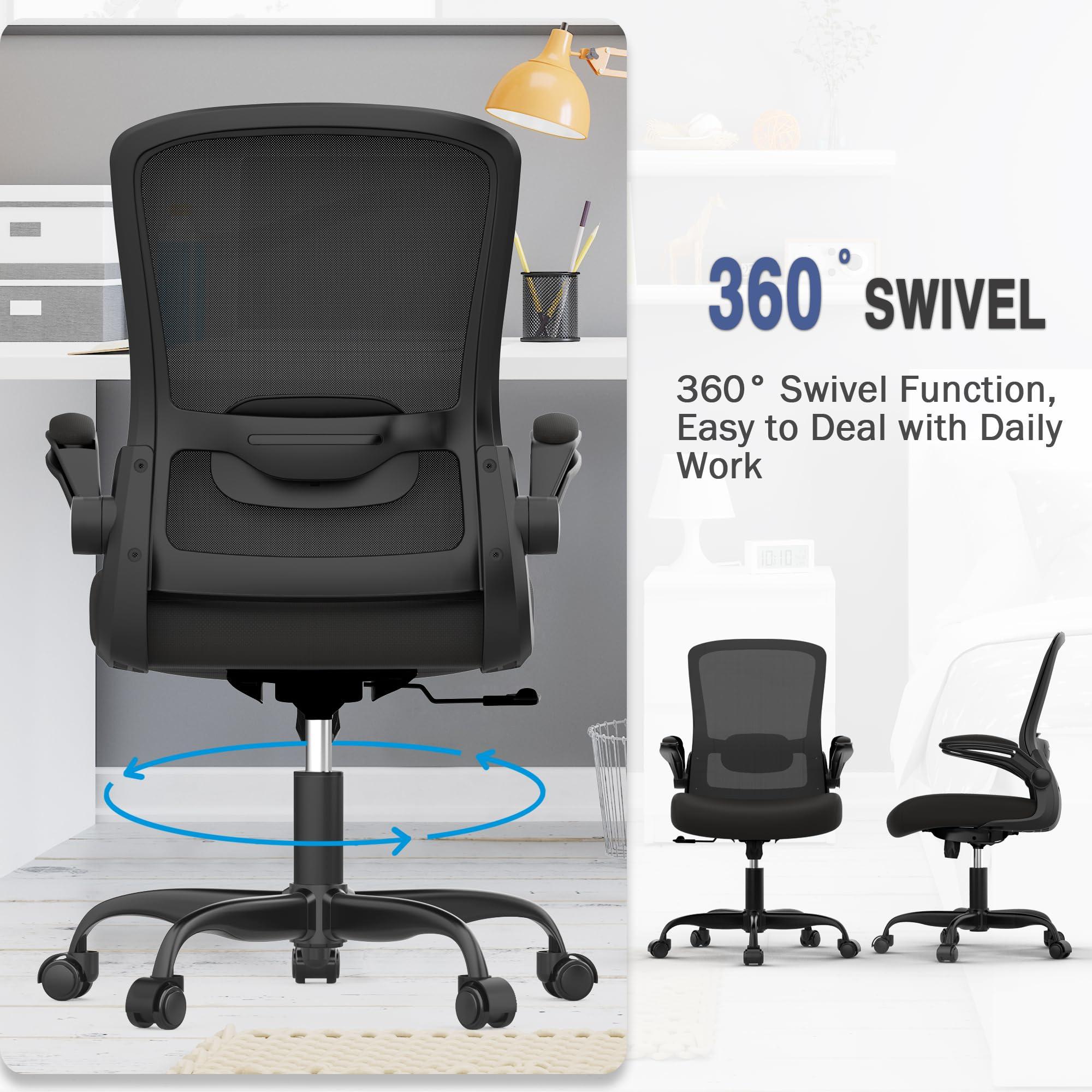Mimoglad Office Chair, Ergonomic Desk Chair with Adjustable Lumbar Support, High Back Mesh Computer Chair with Flip-up Armrests-BIFMA Passed Task Chairs, Executive Chair for Home Office - Image 3