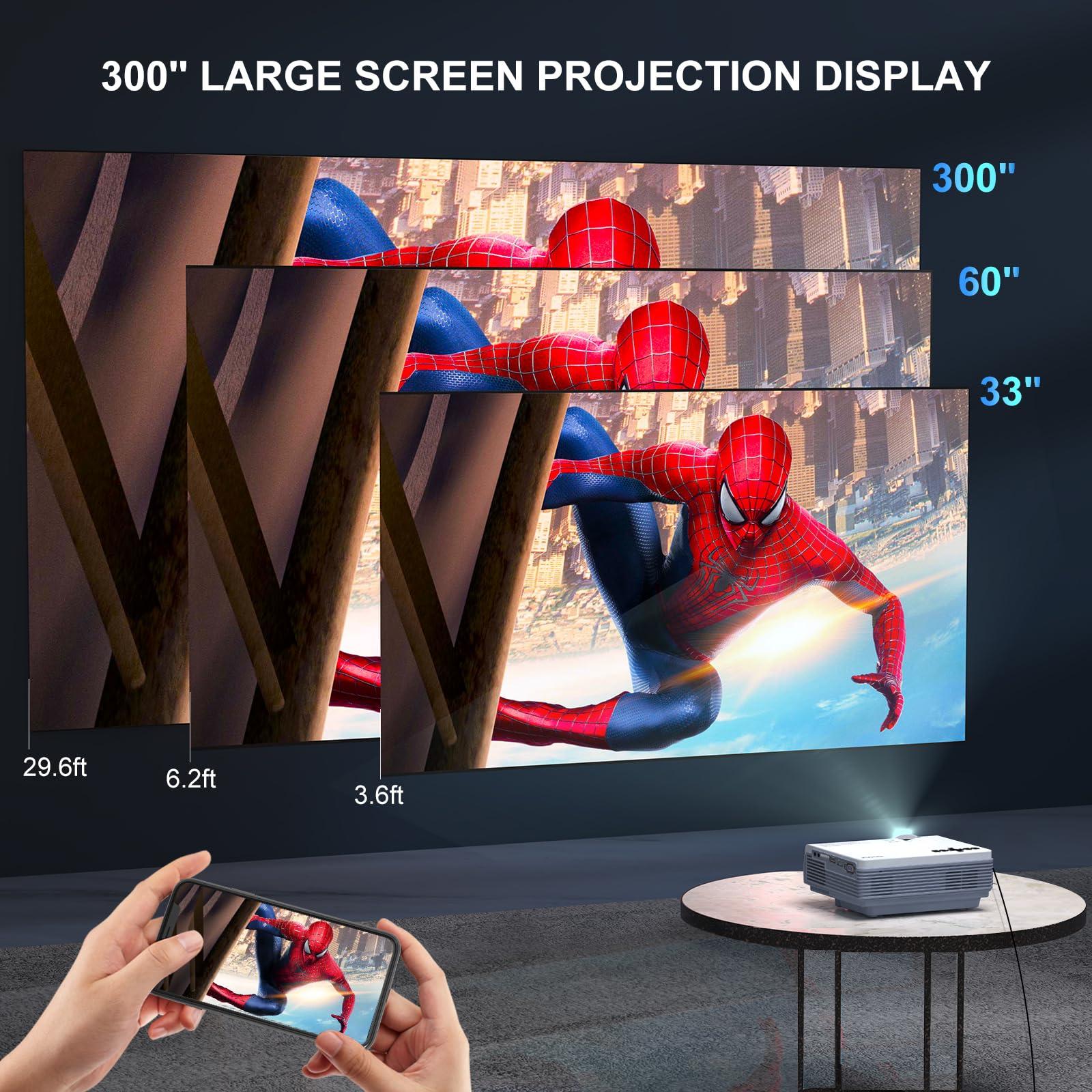 Projector with WiFi and Bluetooth, FUDONI Upgrade Projector Native 1080P 14000L 4K Supported, Portable Movie Outdoor Projector for Home Theater, Compatible w HDMI/USB/TV Stick/Laptop/iOS Android Phone - Image 5