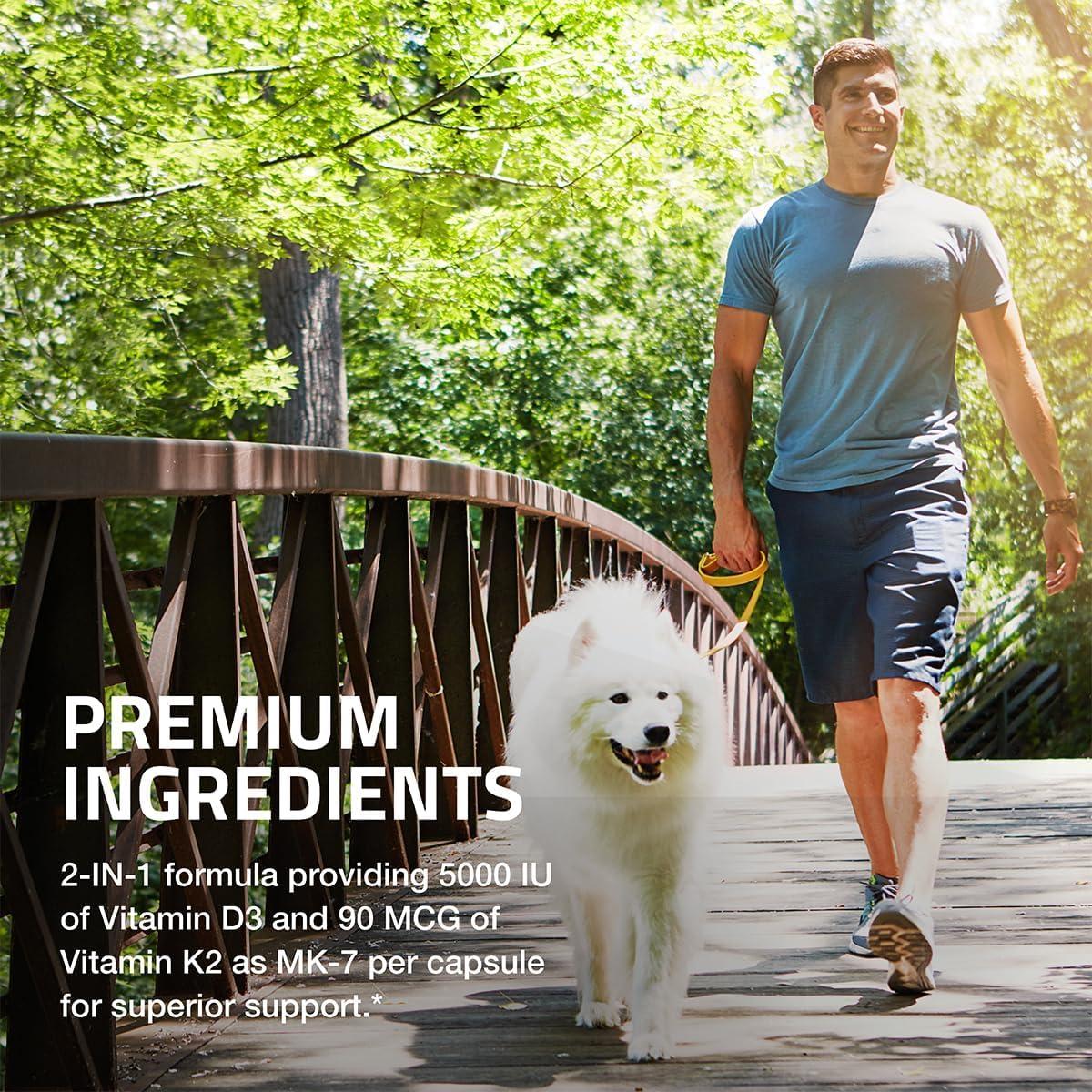 Bronson Vitamin K2 (MK7) with D3 Supplement Non-GMO Formula 5000 IU Vitamin D3 & 90 mcg K2 MK-7 Easy to Swallow D & K Complex, 250 Capsules - Image 4