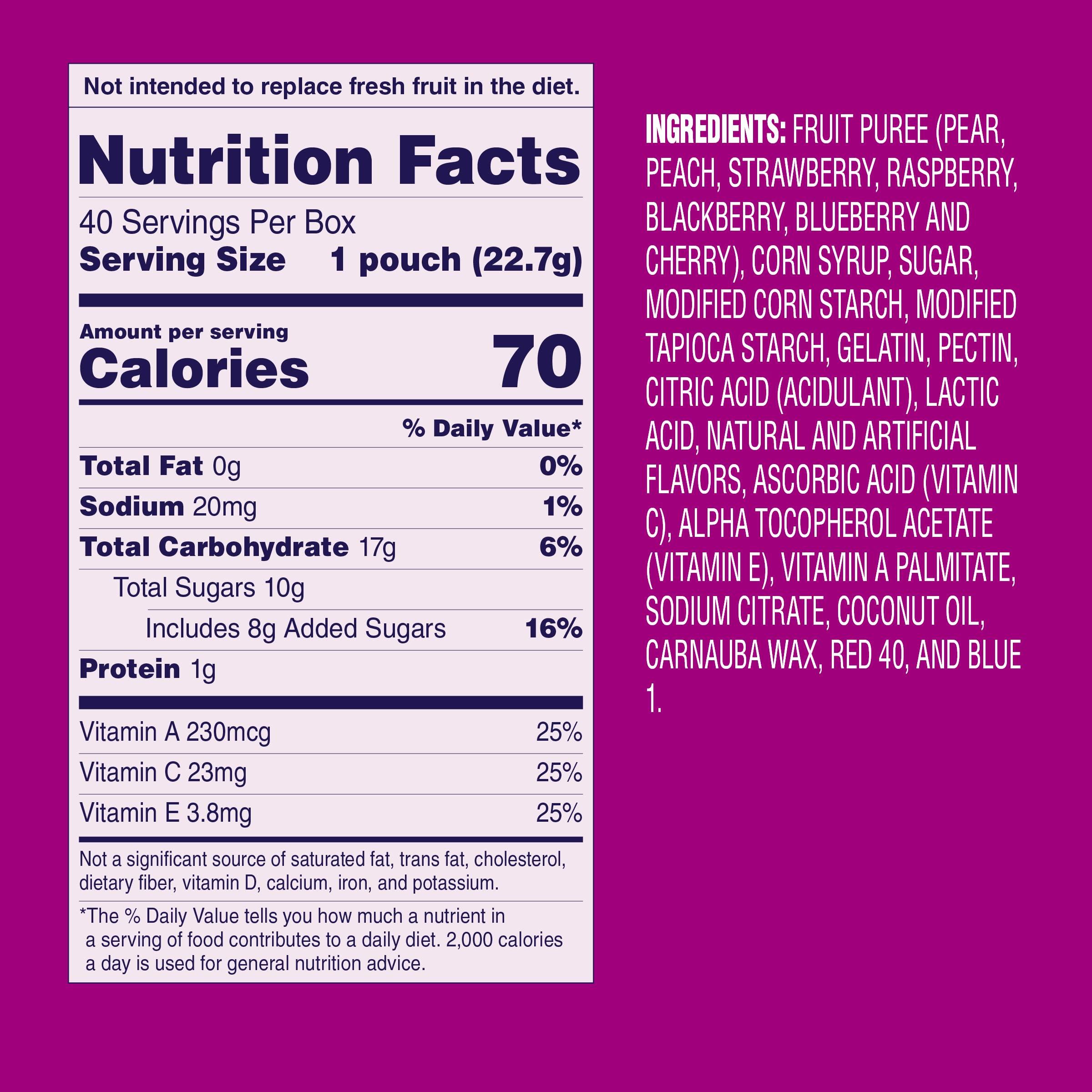 Welch's Fruit Snacks, Berries 'N Cherries, Individual Single Serve Bags, 0.8 oz (Pack of 40) - Image 2