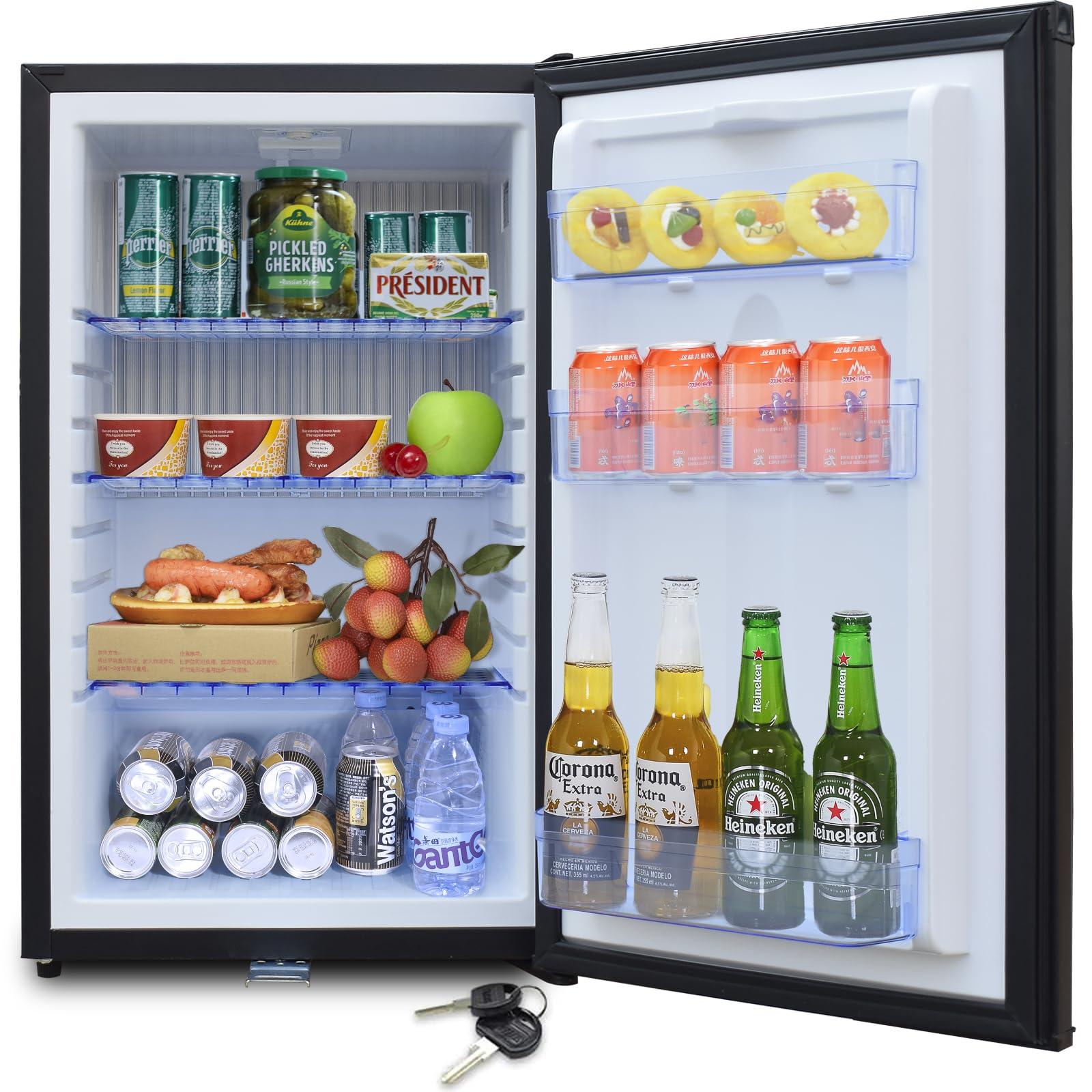 12V RV Refrigerator with Lock, 1.7 Cu.Ft Compact Refrigerator, 12V Mini Fridge Silent Semi Truck Refrigerator, Small Fridge with Reversible Door Compact Refrigerator for RV, Camping, Boat Use