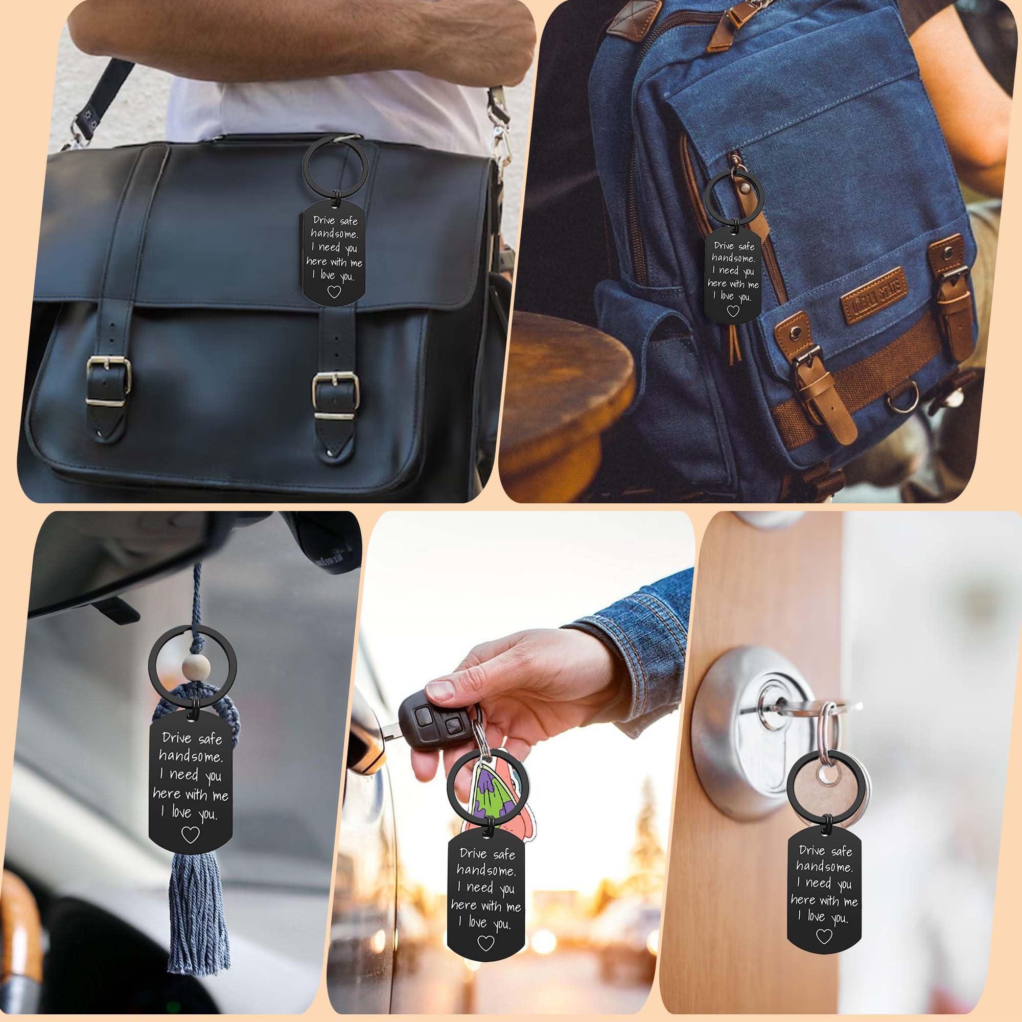 iWenSheng Drive Safe Keychain for Boyfriend - Drive Safe Handsome I Need You Here With Me Keyring Birthday Valentine’s Day Gifts for Him Boyfriend Husband Gifts - Image 6