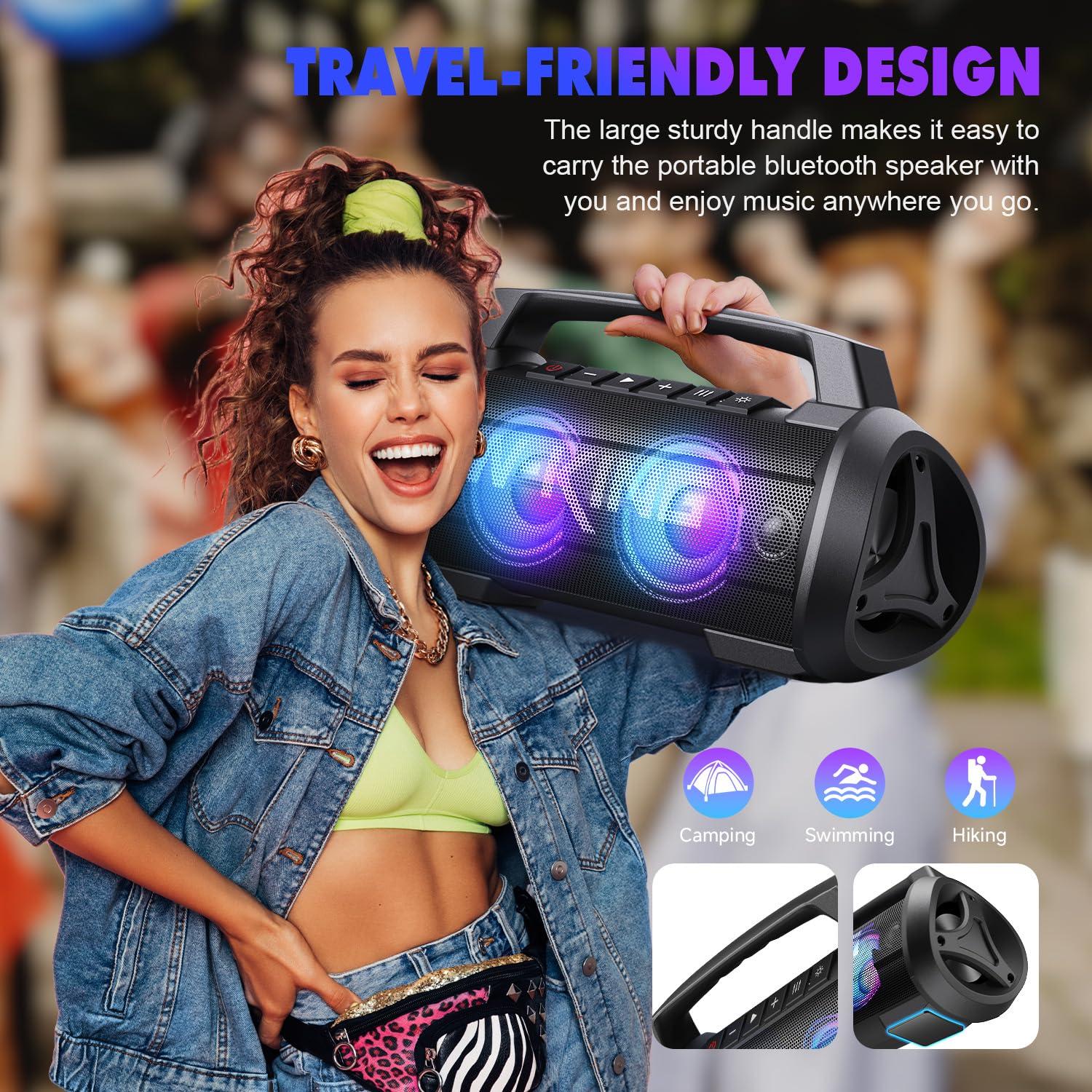 W-KING Portable Speakers Bluetooth Wireless, 120W Max Loudest Bluetooth Speaker, IPX6 Waterproof Outdoor Speaker with 70W Deep Bass/2*Subwoofer/DSP/EQ/42H/LED/MAC-in/Power Bank, Large Party Boombox - Image 9