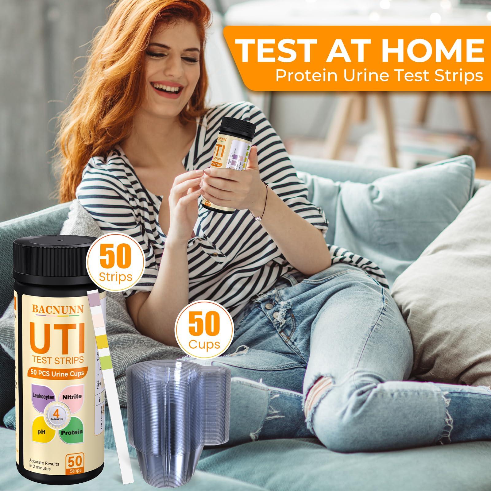 BACNUNN UTI Test Strips for Women: 50ct 4-1 Urine Protein Test Strips for UTI & Bladder - Accurate Readings at Home Urinary Tract Infection Treatments Test Dipstick Kit for Urinalysis - Image 2
