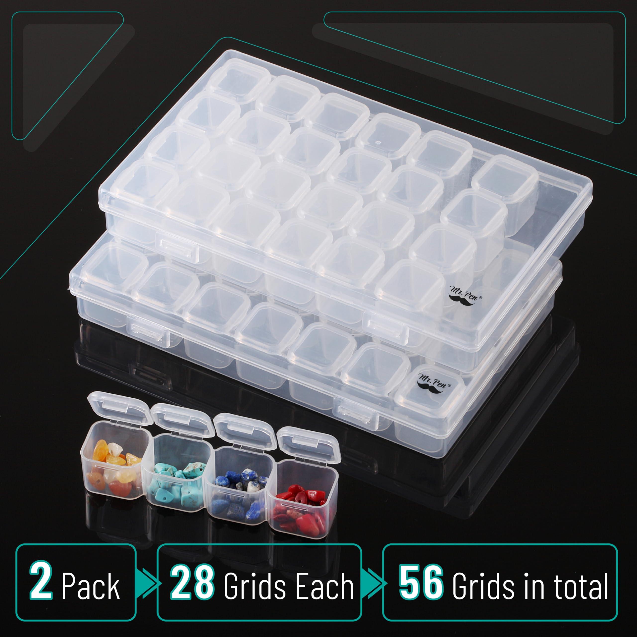 Mr. Pen-28 Grids, 2 Pack, Bead Storage Containers with 160pcs Label Stickers, Diamond Art, Bead Box, Diamond Painting Organizer - Image 2
