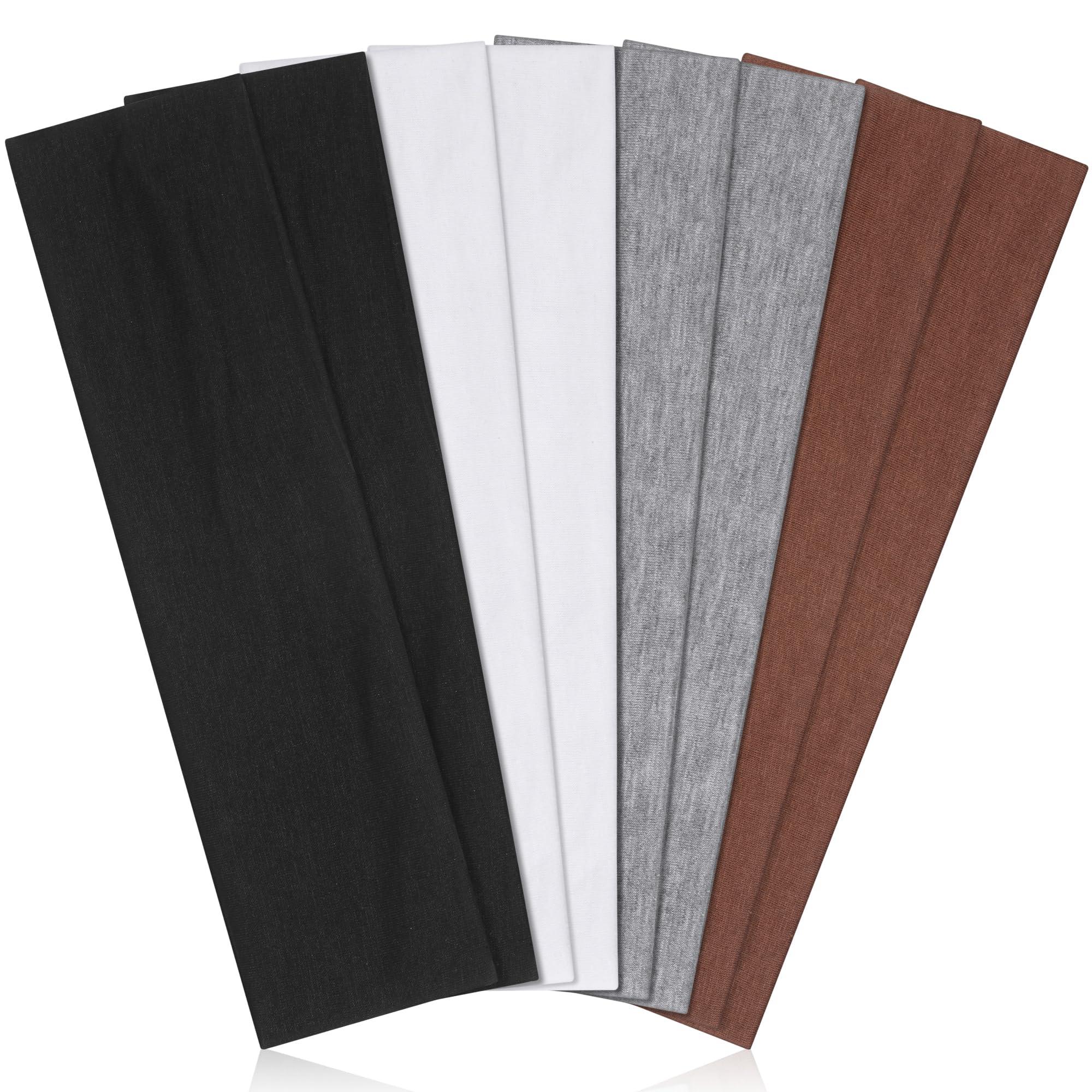 8 Pack Headbands for Women Non Slip - Stylish Sports Hair Bands for Women's Hair - Soft Cotton Cloth Stretchy Headbands for Women for Yoga, Outdoor Exercise Running