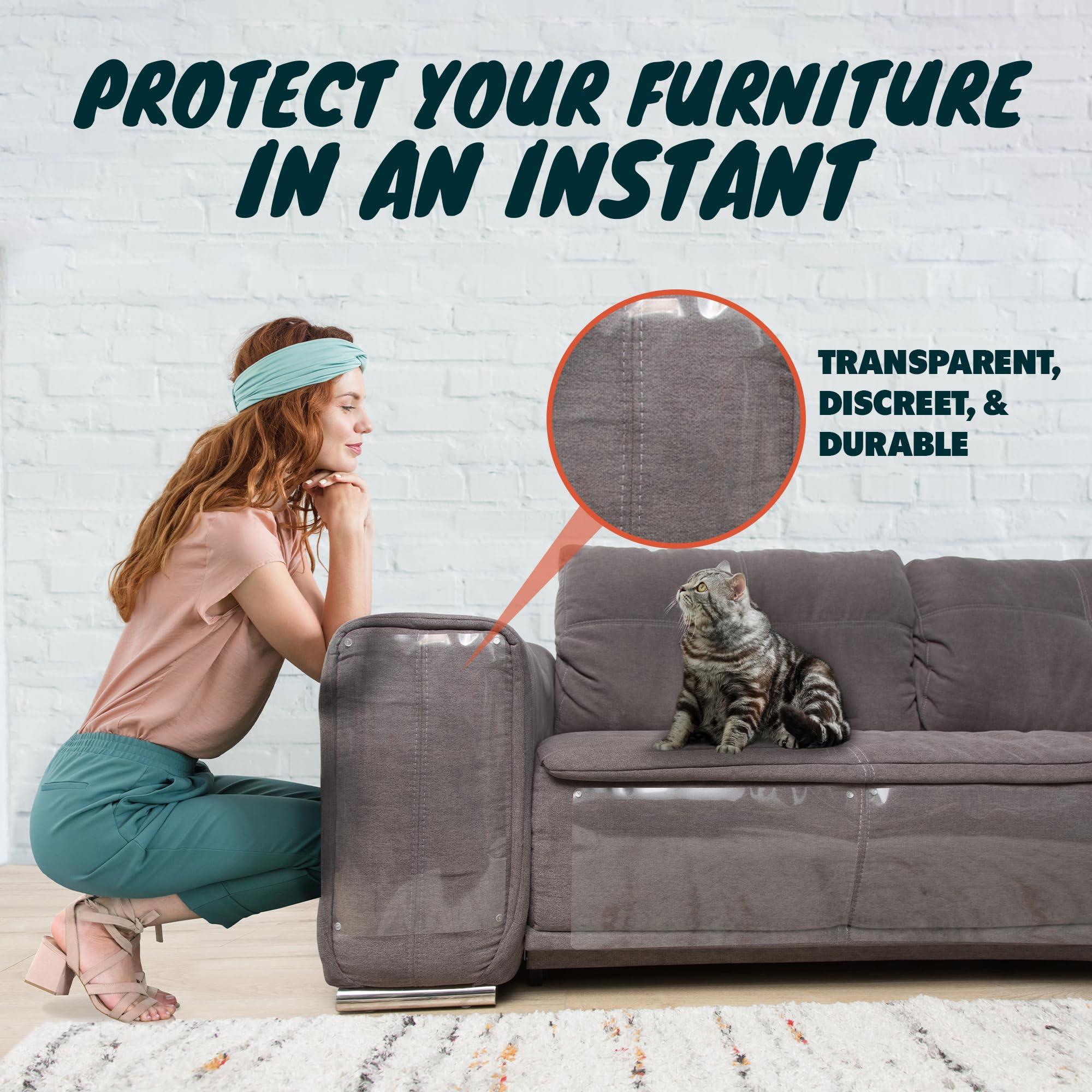 FixZilla Anti Cat Scratch Furniture Protector, 10-Pack Couch Protector from Cat Claws - Heavy-Duty, Easy-to-Apply Scratching Deterrent and Shield for Sofa Corners, Walls, Doors- with 50 Twist Pins - Image 4