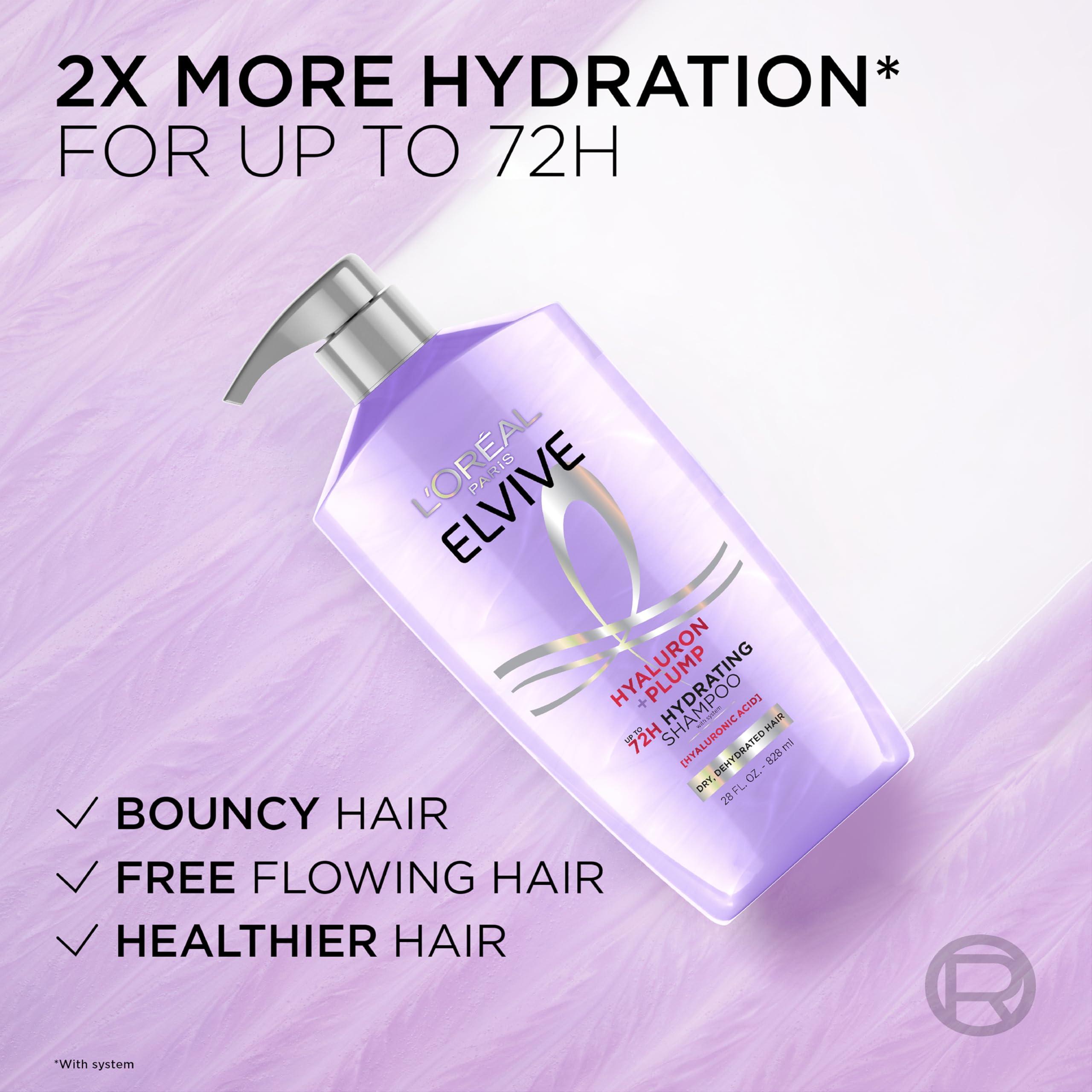 L'Oreal Paris Elvive Hyaluron Plump Shampoo and Conditioner Set for Dehydrated, Dry Hair with Hyaluronic Acid Care Complex, 1 Kit (2 Products) - Image 8