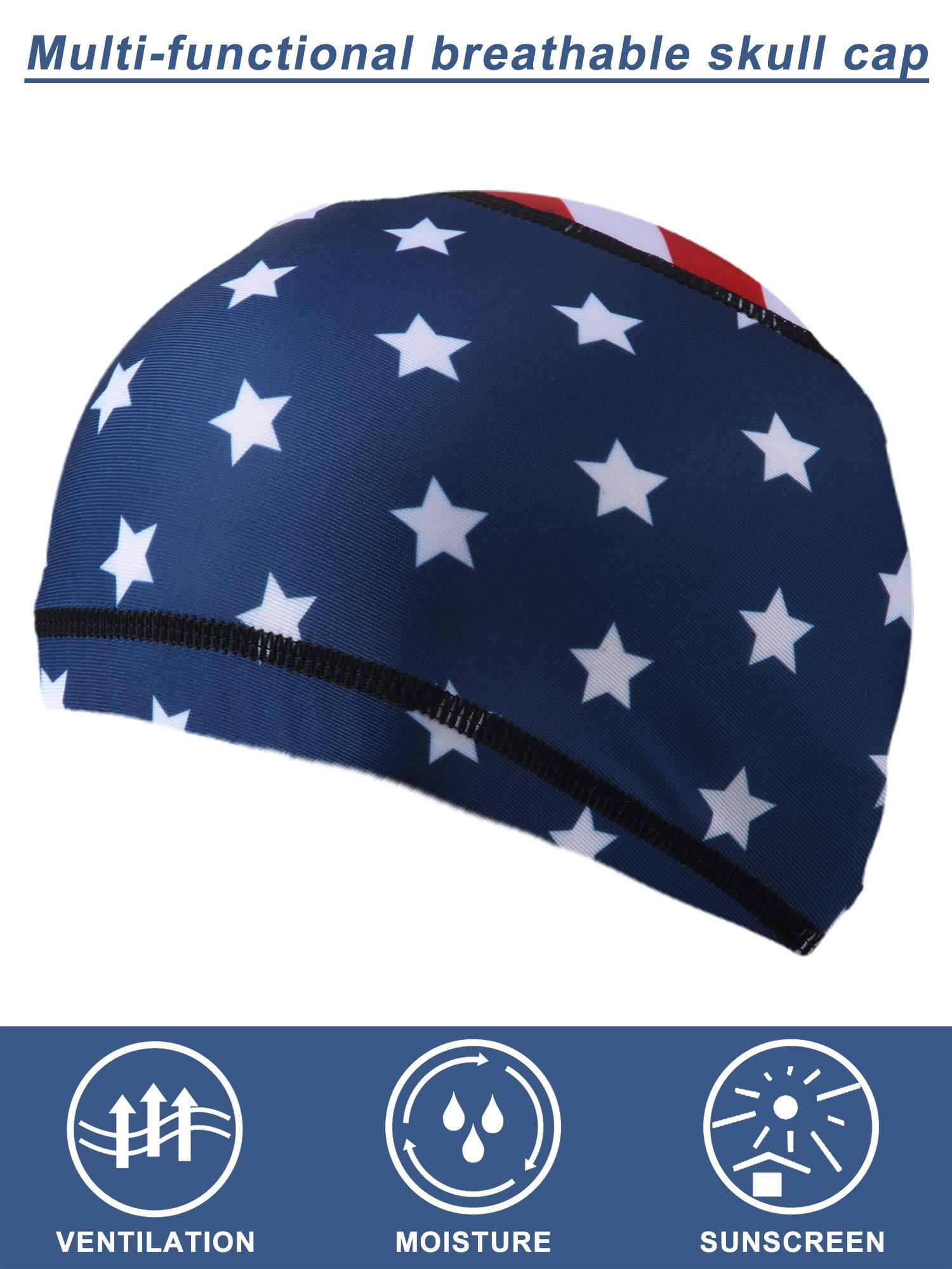 Geyoga 4 Pieces Cooling Skull Cap Helmet Liner Sweat Wicking Running Beanie Head Wrap Cycling Bandana for Men Women - Image 2