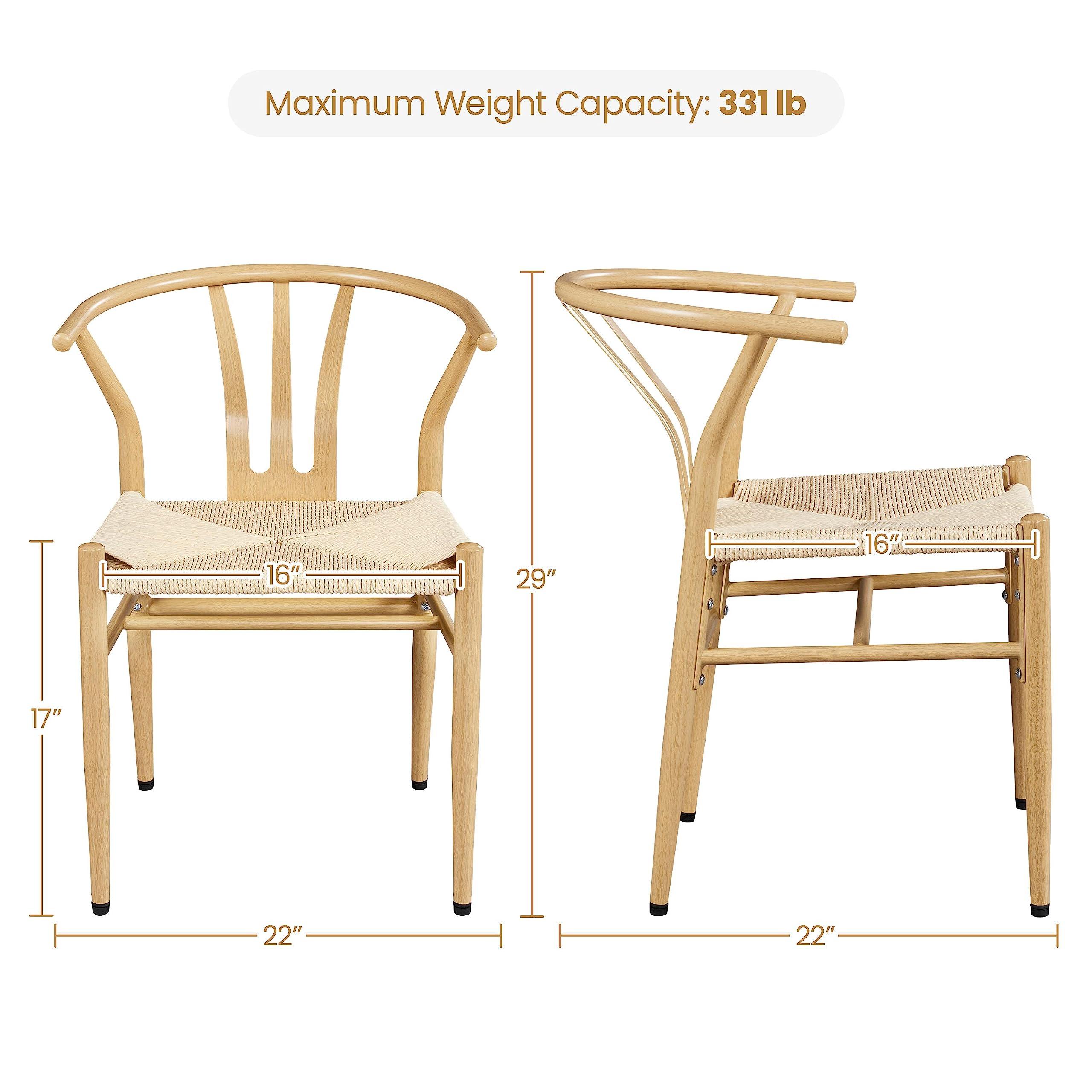 Yaheetech Weave Dining Chairs Set of 4 Mid-Century Modern Dining Room Chairs Weave Hemp Seat, Wood Color - Image 3
