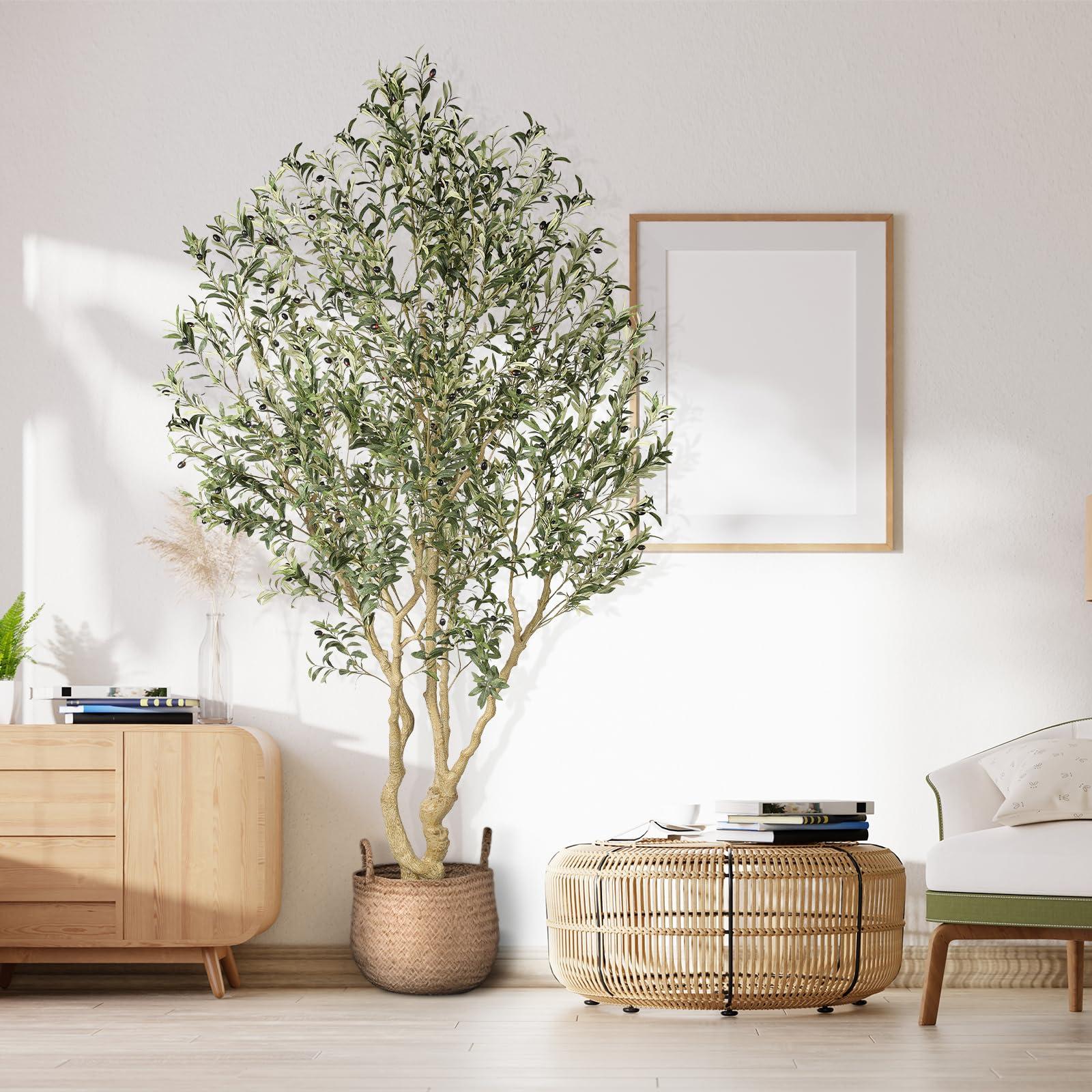 Realead Artificial Olive Tree 8ft - Large Faux Olive Tree with Realistic Leaves and Olives - Full and Grand Design Fake Olive Tree with Sturdy Base for Indoor Outdoor Office Decor - Image 5