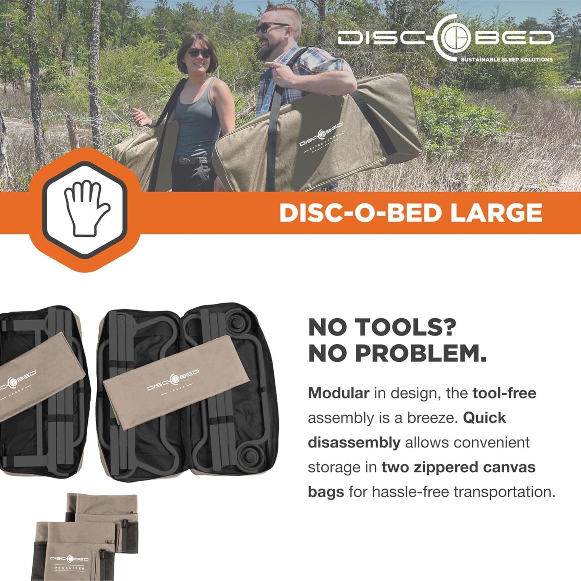 Disc-O-Bed Large Outdoor Convertible 2 Person Bench and Double Camping Cot Portable Bed Bunk System for Adults - Image 4