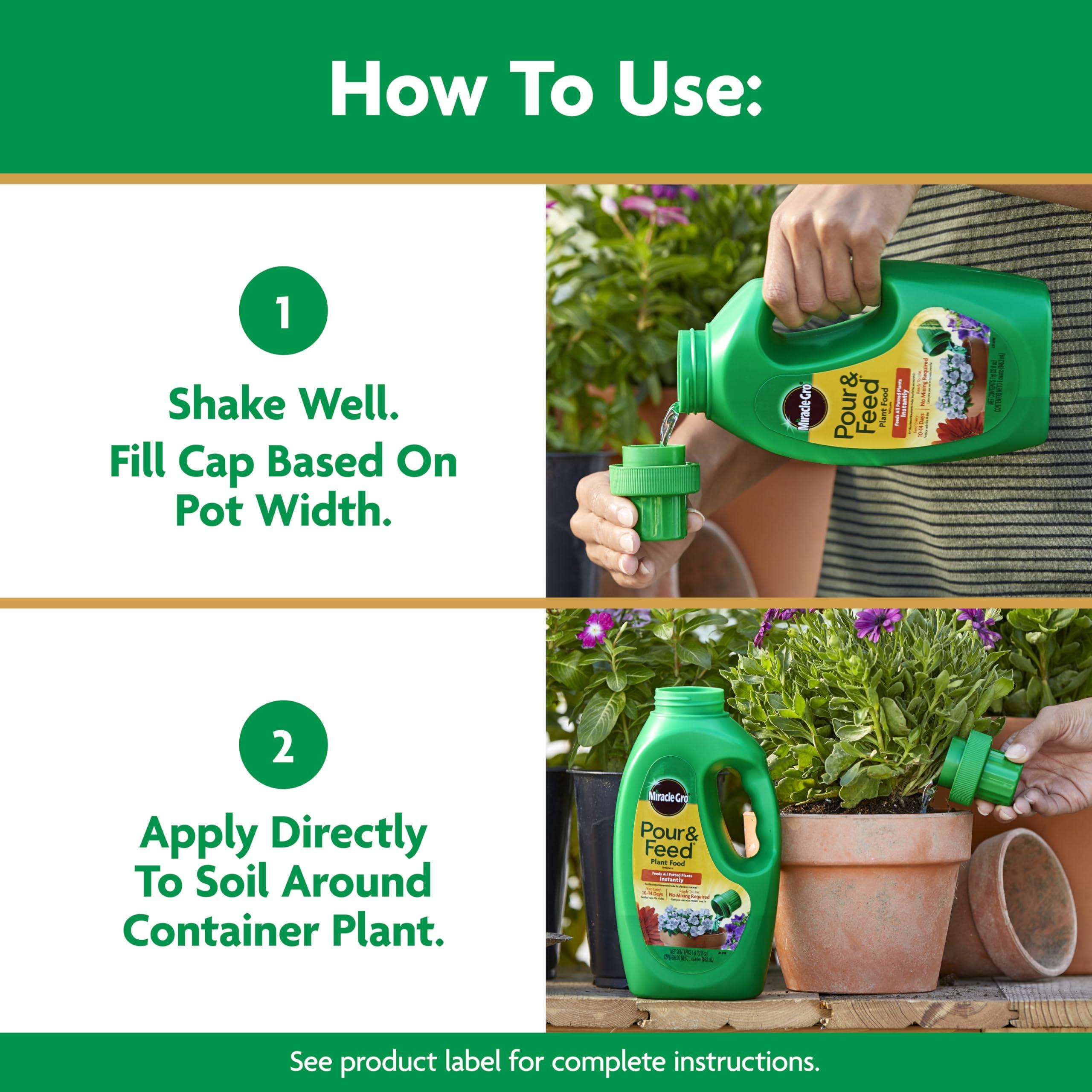 Miracle-Gro Pour & Feed Plant Food, Fertilizer Instantly Feeds Live Plants, For Outdoor & Indoor Plants in Containers, 32 oz. - Image 6