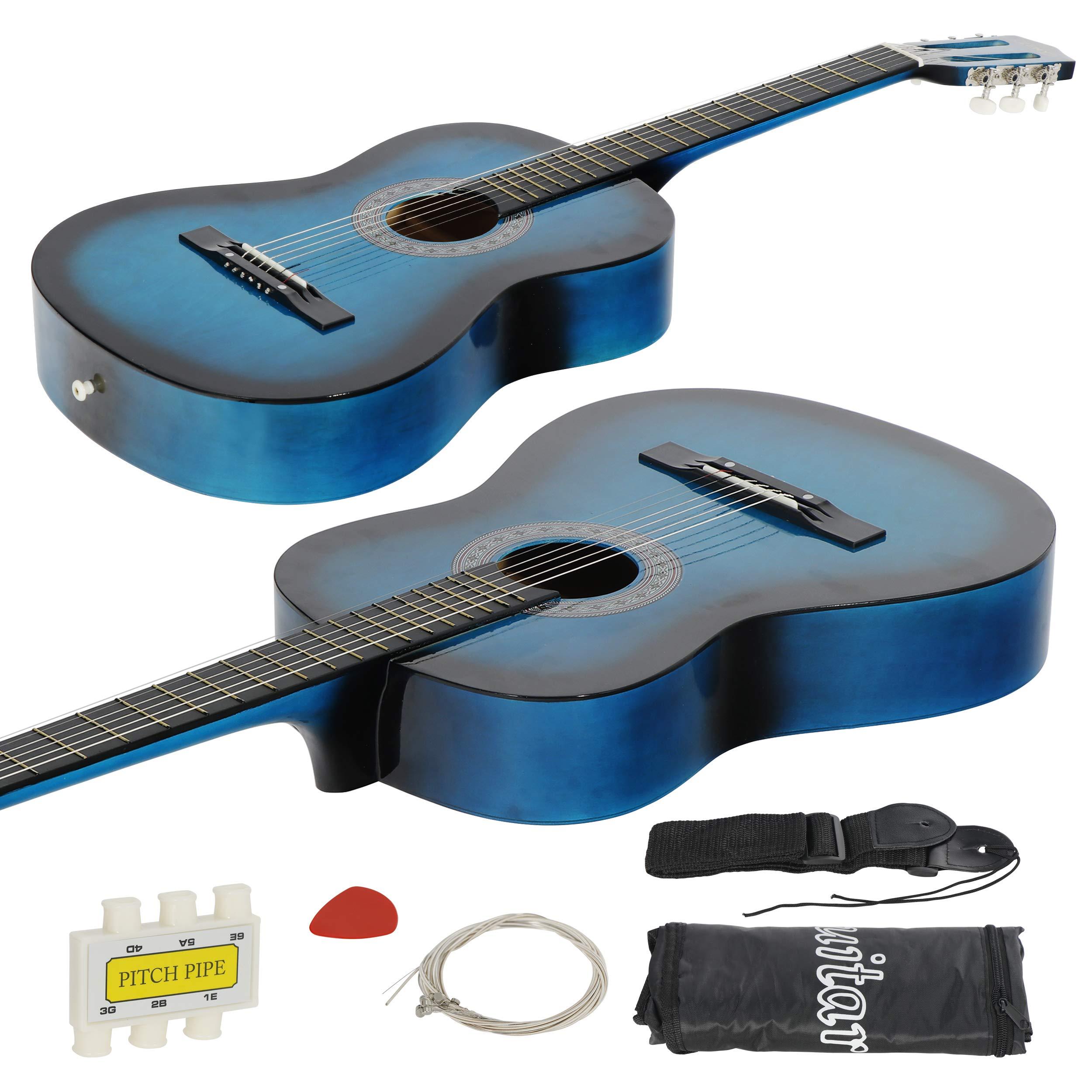 ZENY 38 inch Acoustic Guitar Full Size Beginners Package Kit for Right-handed Starters Kids Music Lovers w/Case, Strap, Pitch Pipe and Pick (Blue) - Image 7