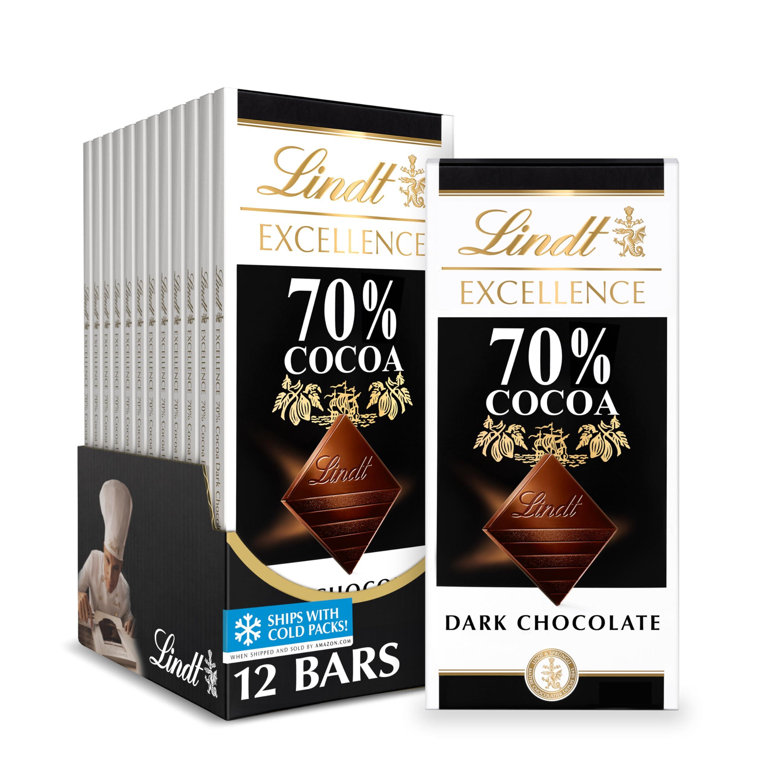Lindt EXCELLENCE 70% Cocoa Dark Chocolate Bar, Dark Chocolate Candy, 3.5 oz. (12 Pack) - Image 1