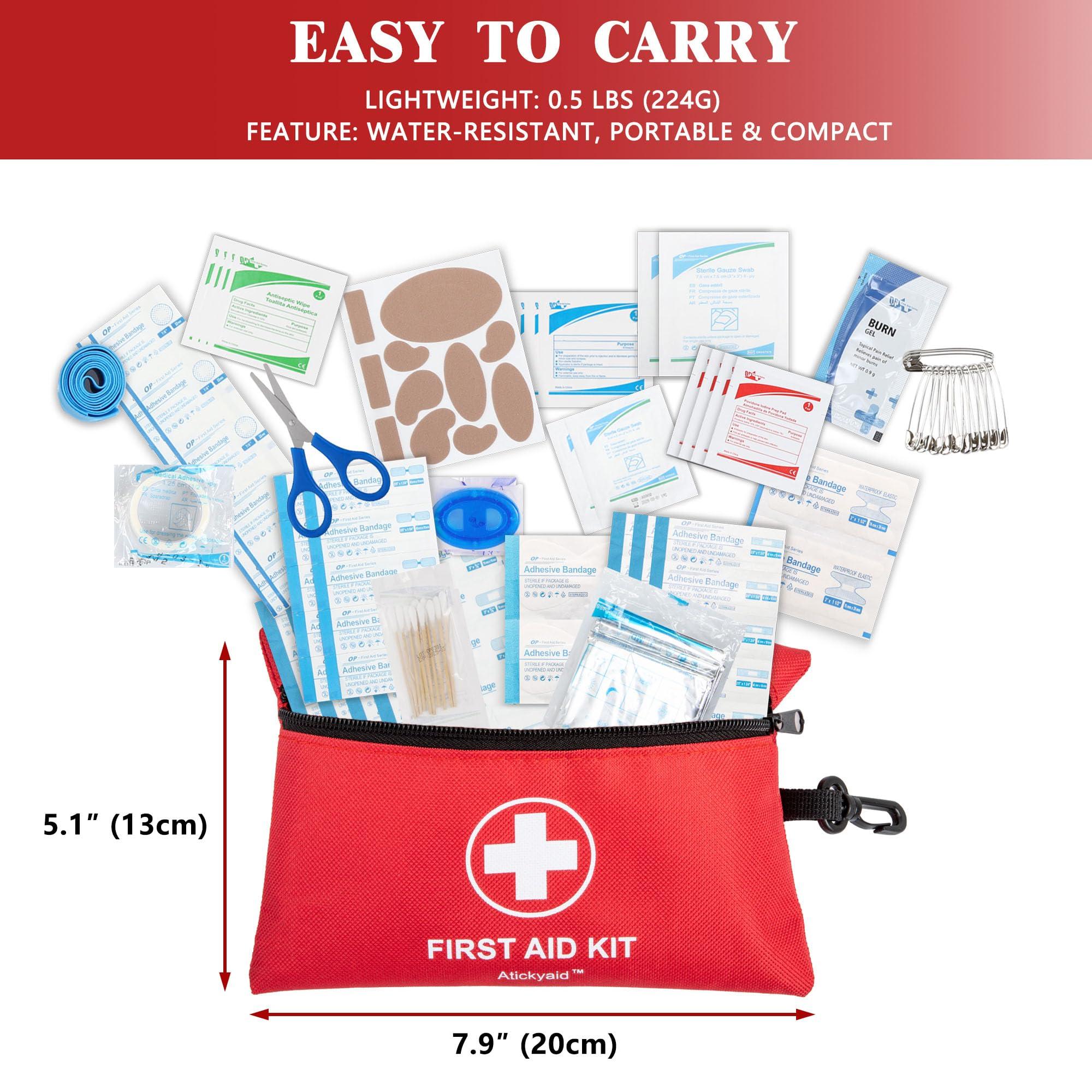 Atickyaid Mini First Aid Kit - 140 Piece Small First Aid Medical Kit for Car, Home, Office, Travel, Camping, Sports, Outdoor, School - Emergency First Aid Supplies and Survival Kit - Image 2