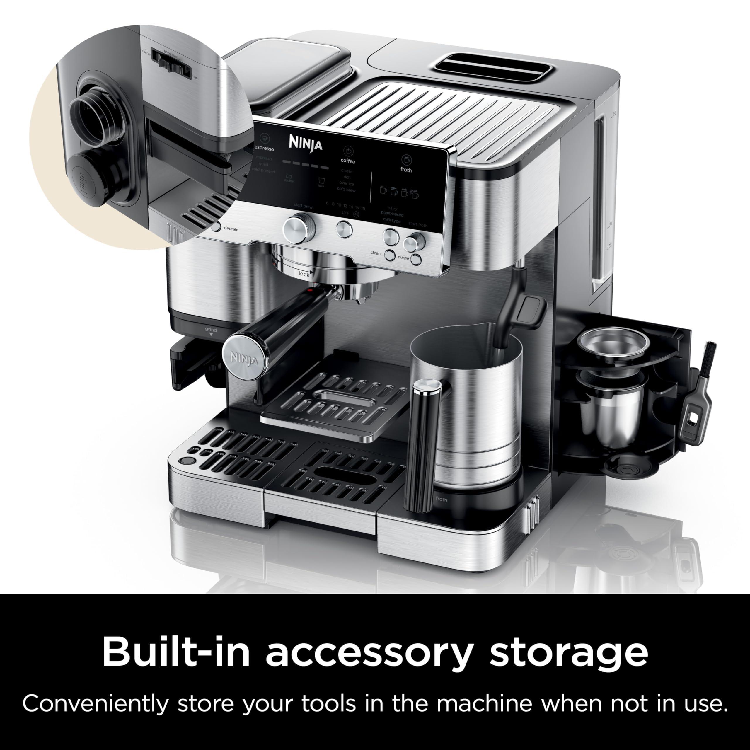 Ninja | Espresso Machine and Drip Coffee Maker| Luxe Café Premier Series | Integrated Coffee Grinder, Milk Frother, Assisted Tamper & Built-In Espresso Accessory Storage | Stainless Steel | ES601 - Image 11