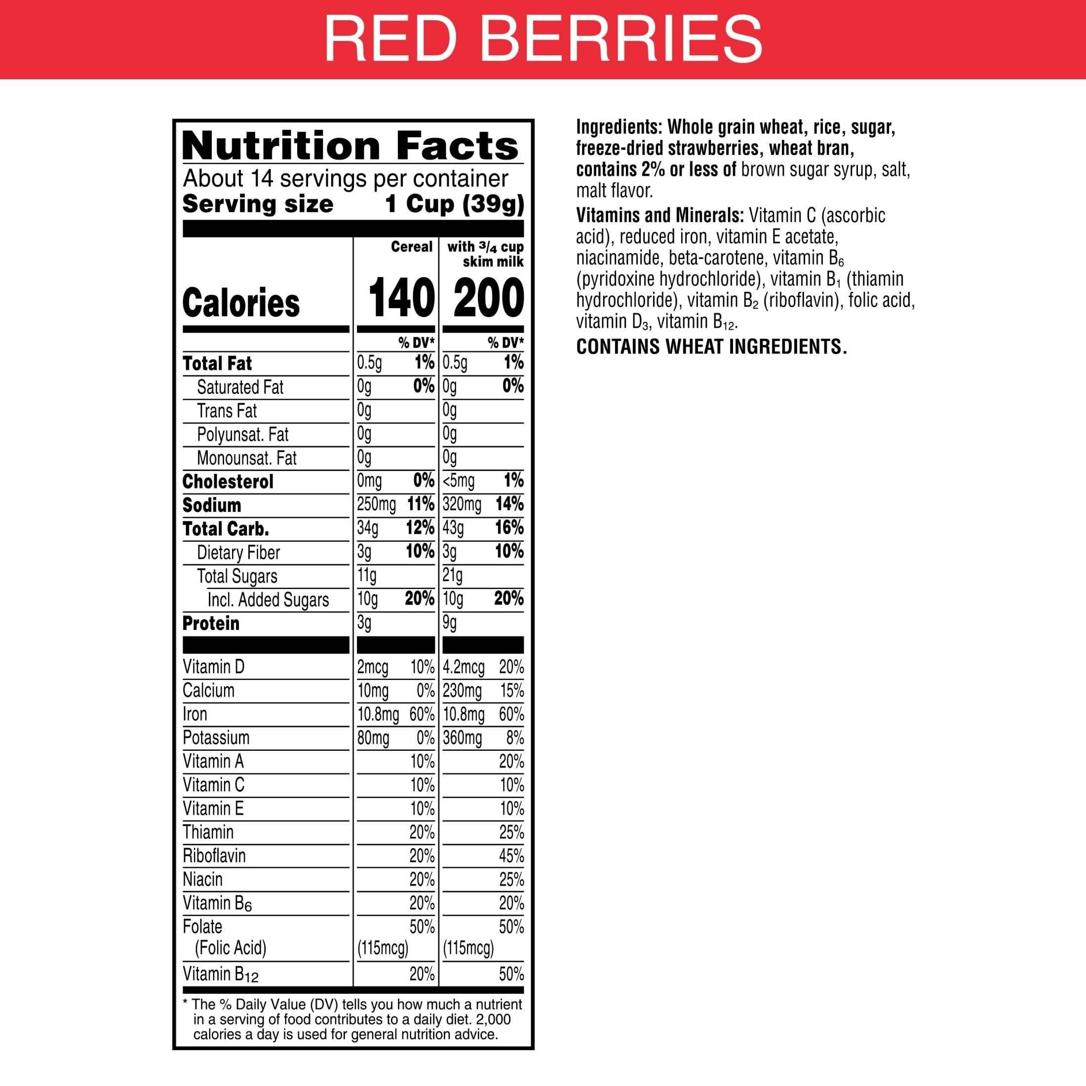 Kellogg's Special K Breakfast Cereal, Family Breakfast, Fiber Cereal, Giant Size, Red Berries, 19.2oz Box (1 Box) - Image 2