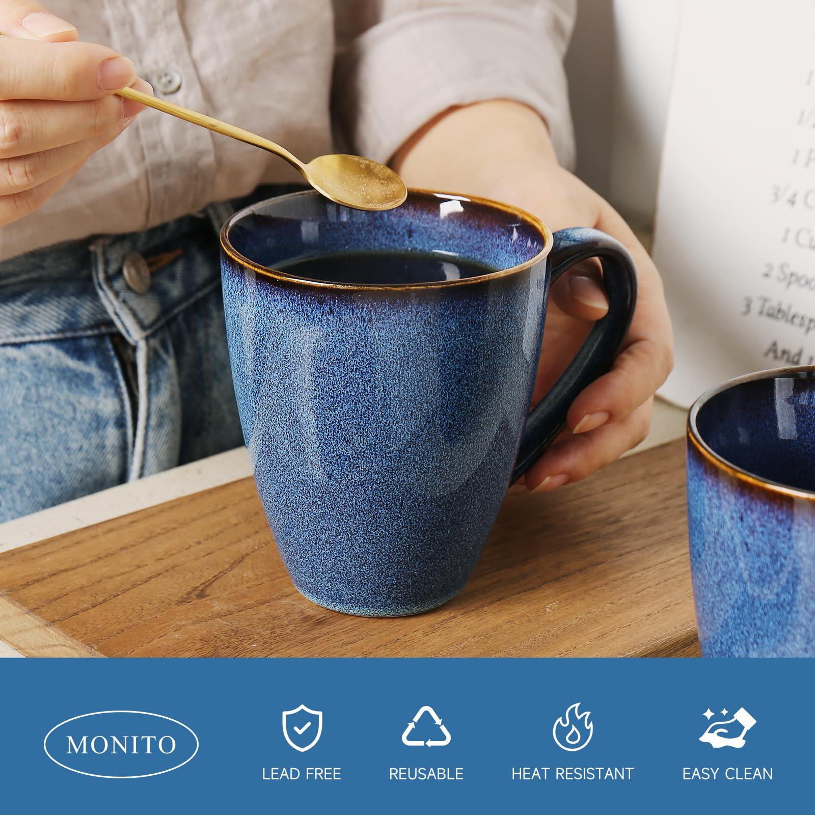 MONITO 17 OZ Coffee Mugs Set of 6, Large Ceramic Blue Coffee Mugs Set with handle for Tea/Latte/Milk/Cocoa, Funny Tea Cups for Office and Home, Engagement Gifts. (Starry Blue) - Image 4