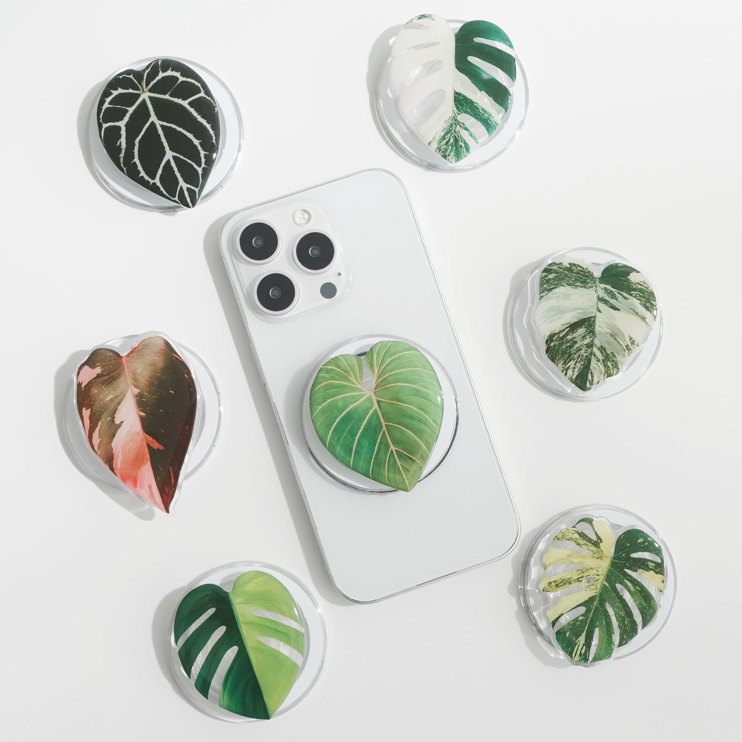 OnTheGrip Compatible with Magsafe Magnetic Cute Acrylic Tropical Leaf Design Collapsible Mobile Phone Grip Stand Holder for Smartphone Tablet Cell Phone Accessory (Monstera Deliciosa) - Image 3