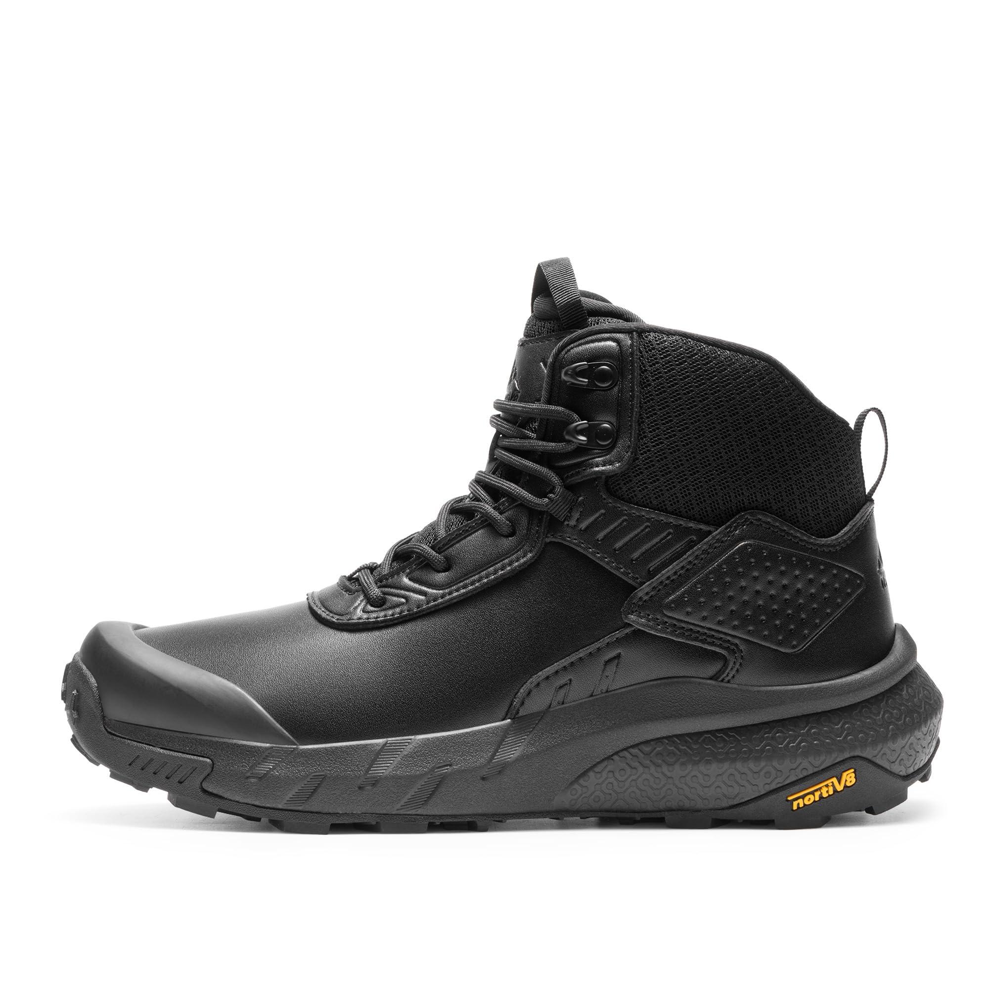 NORTIV 8 Men's Waterproof Military Tactical Work Boots Leather Motorcycle Combat Lightweight Non-Slip Hiking Boots for Men Defender