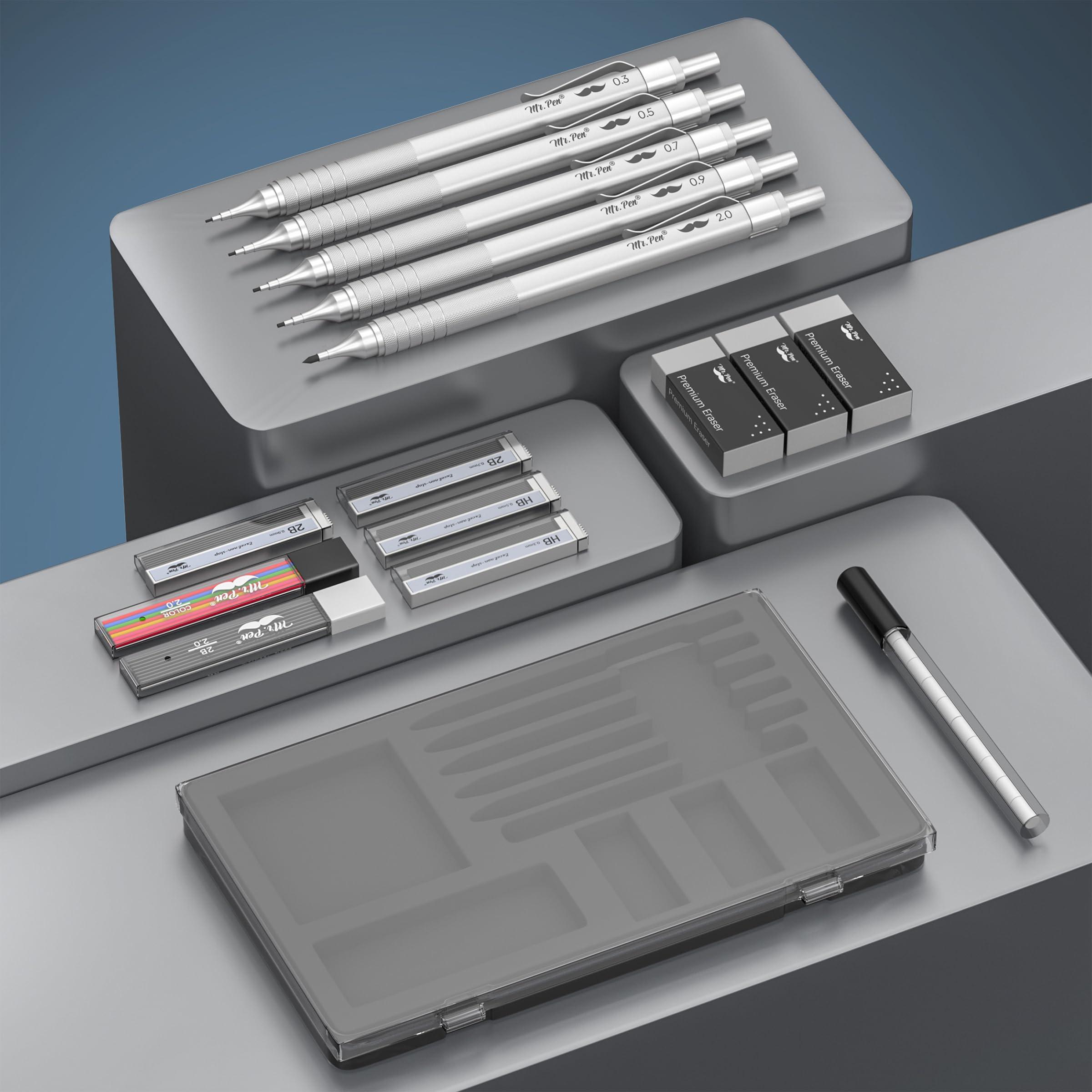Mr. Pen- Metal Mechanical Pencil Set, 5 Sizes, 0.3, 0.5, 0.7, 0.9, 2mm, Mechanical Pencils, Sketching Pencils, Drafting Pencil, Mechanical Pencil Metal - Image 3
