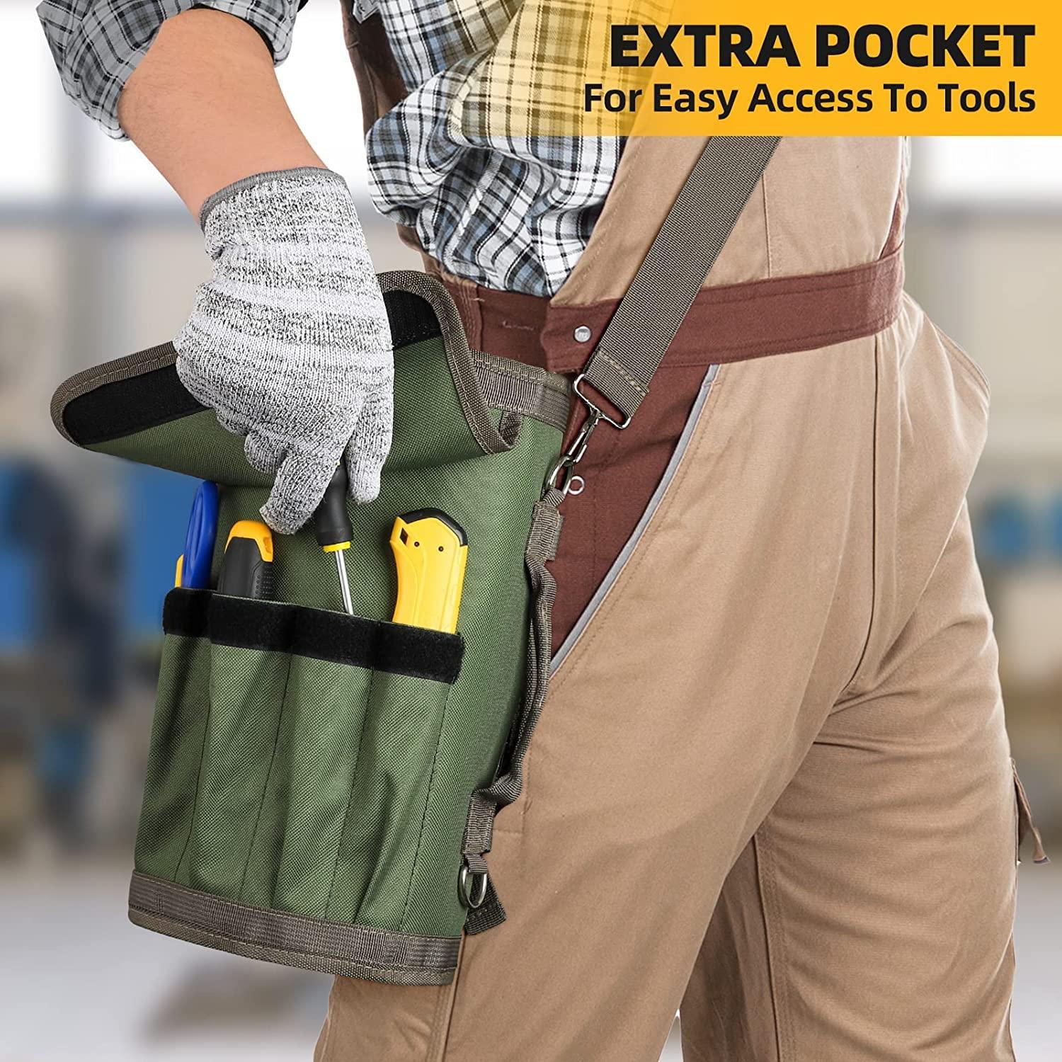 Tool Bag Roll Up, UUP Heavy Duty Rolled Empty Tool Storage Organization, Portable Foldable Rollup Organizer with 2 Small Pouches, Rollable Carrying Toolbag, Dad Men Mechanic Birthday Gifts, Army Green - Image 2