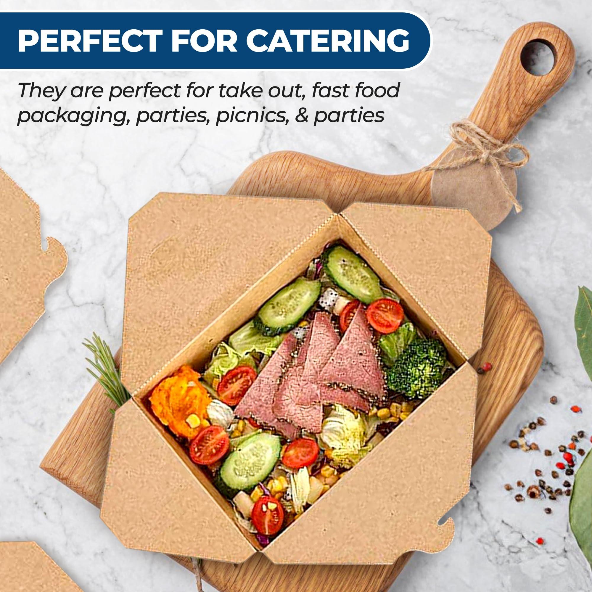 Paper To Go Boxes for Food [50 Pack - 30 Oz], Cardboard Take Out Food Containers Boxes | Kraft Fold Takeout Small Disposable Lunch Box Packaging, Chinese Take Home Away Containers Catering Deliveries - Image 6