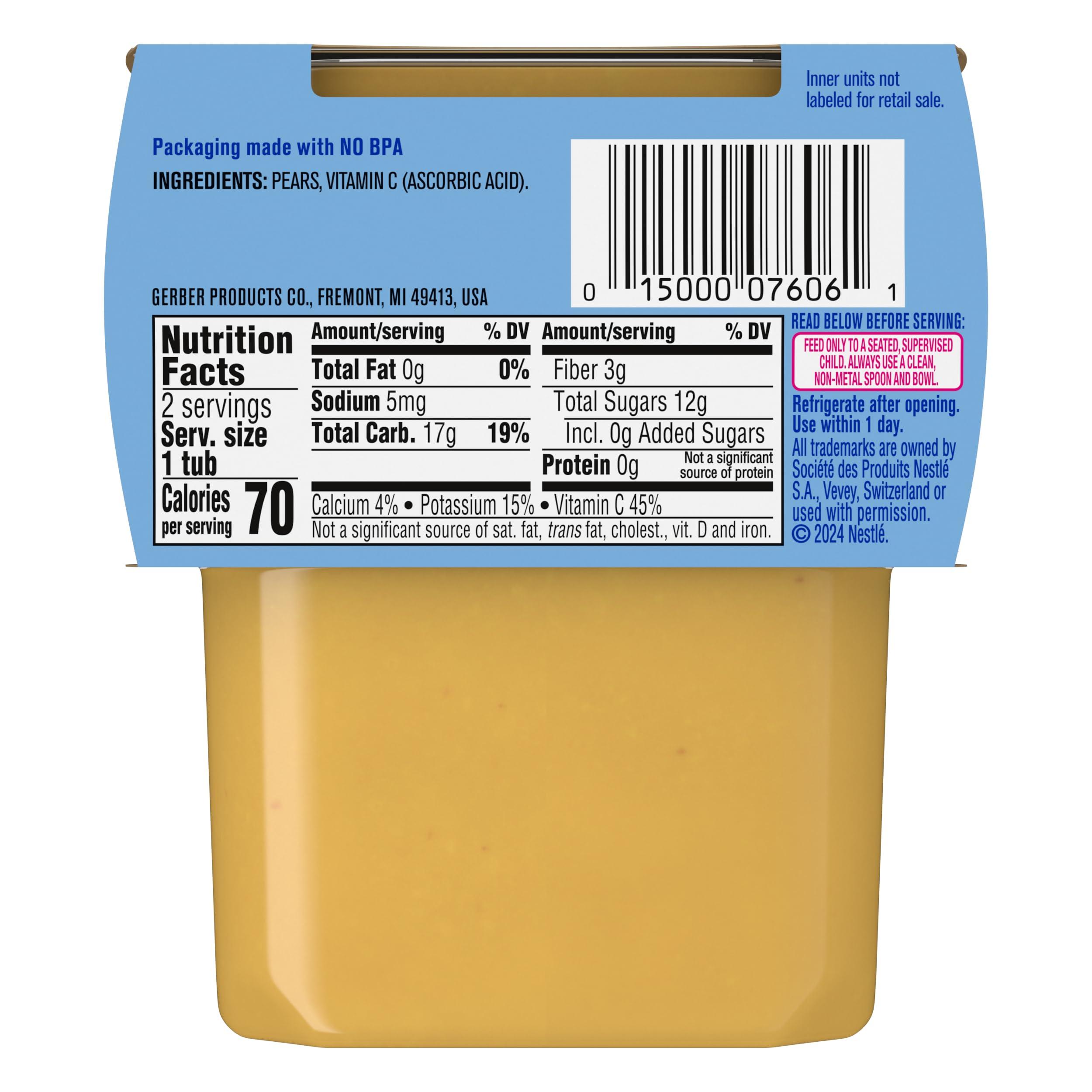 Gerber 2nd Food Baby Food Pear Puree, Natural & Non-GMO, 4 Ounce Tubs, 2-Pack (Pack of 8) - Image 9