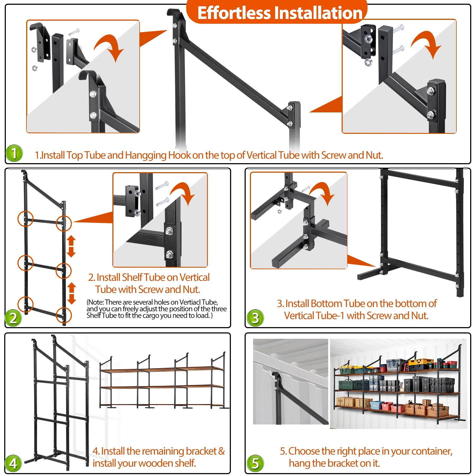 Talustool Shipping Container Shelving Storage Bracket 4Pcs Heavy Duty Cargo Shipping Container Shelf Shelving Brackets Universal - Image 4
