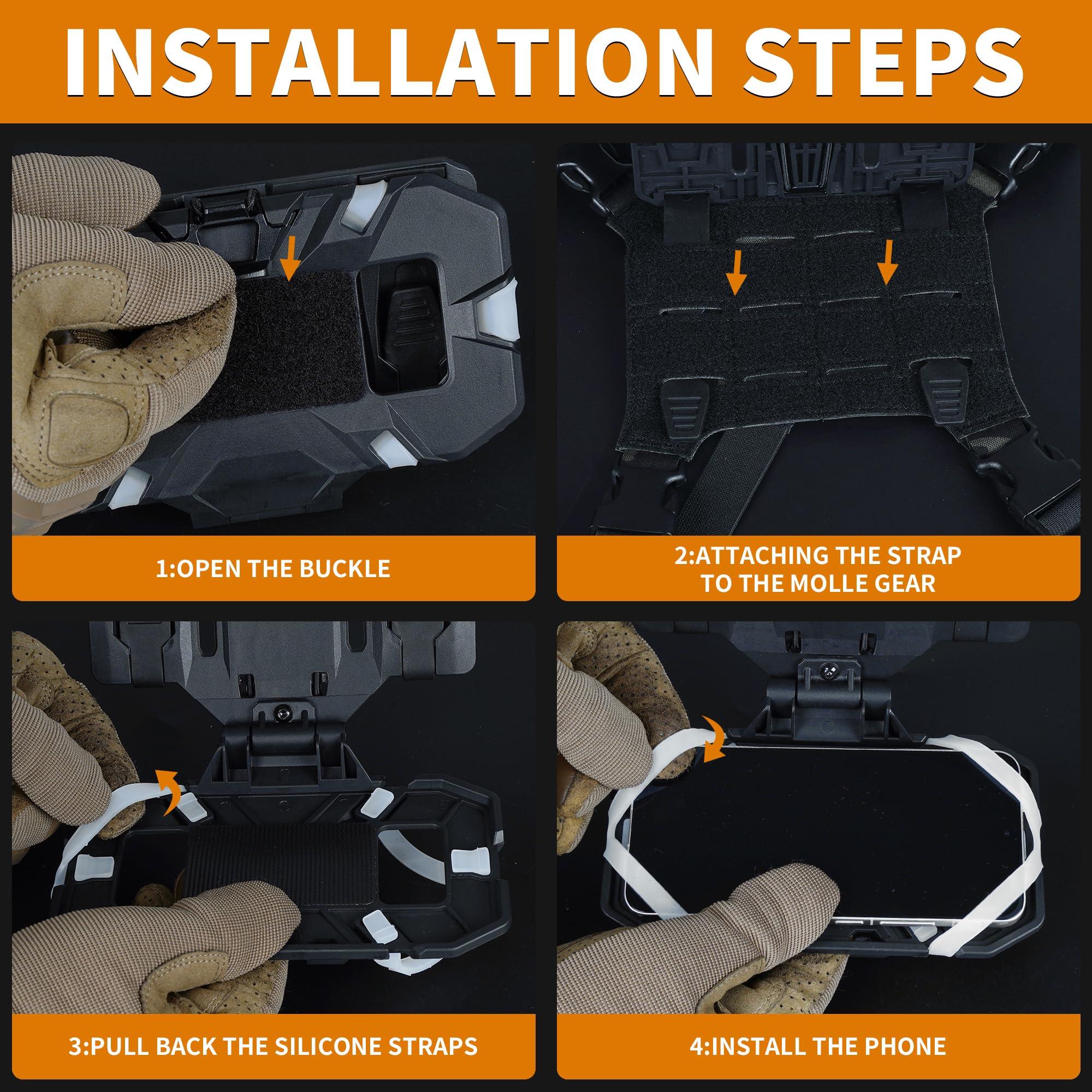 SIVIGEAR Tactical Molle Phone Holder for Plate Carrier Vest, Quick Release & Adjustable Phone Mount, Compatible with 4.7-6.7 inch Smart Phones, Durable Tactical Accessories for Outdoor Enthusiasts - Image 4