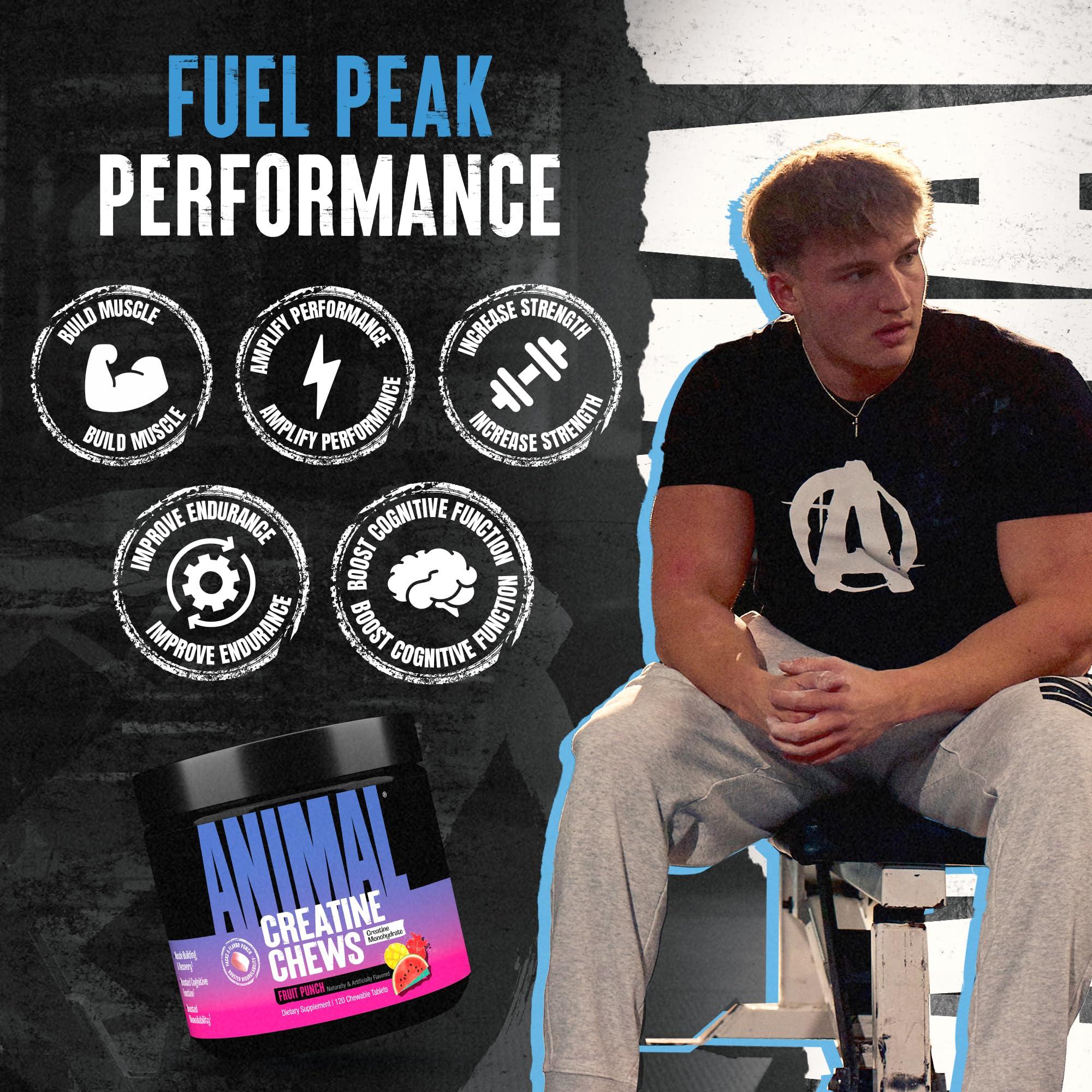 Animal Creatine Chews Tablets - Enhanced Creatine Monohydrate with AstraGin to Improve Absorption, Sea Salt for Added Pumps, Delicious and Convenient Chewable Tablets - Fruit Punch - Image 3