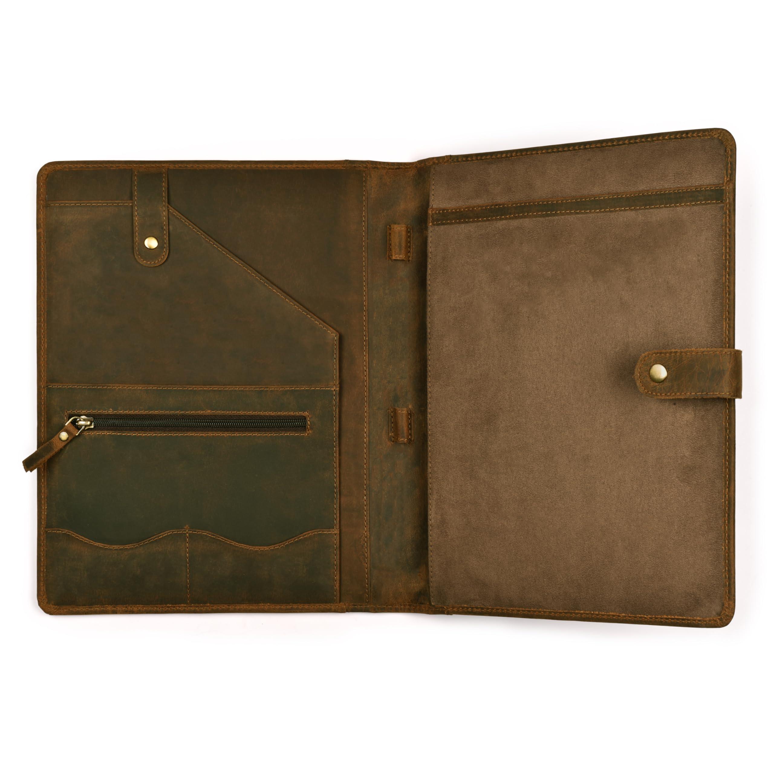 Leather Village Leather Portfolio Organizer - Professional Business Padfolio for Men & Women - Stylish Document Card Holder, Resume Folder, Folio for A4/Letter Size Writing Legal Pad, Brown - Image 7