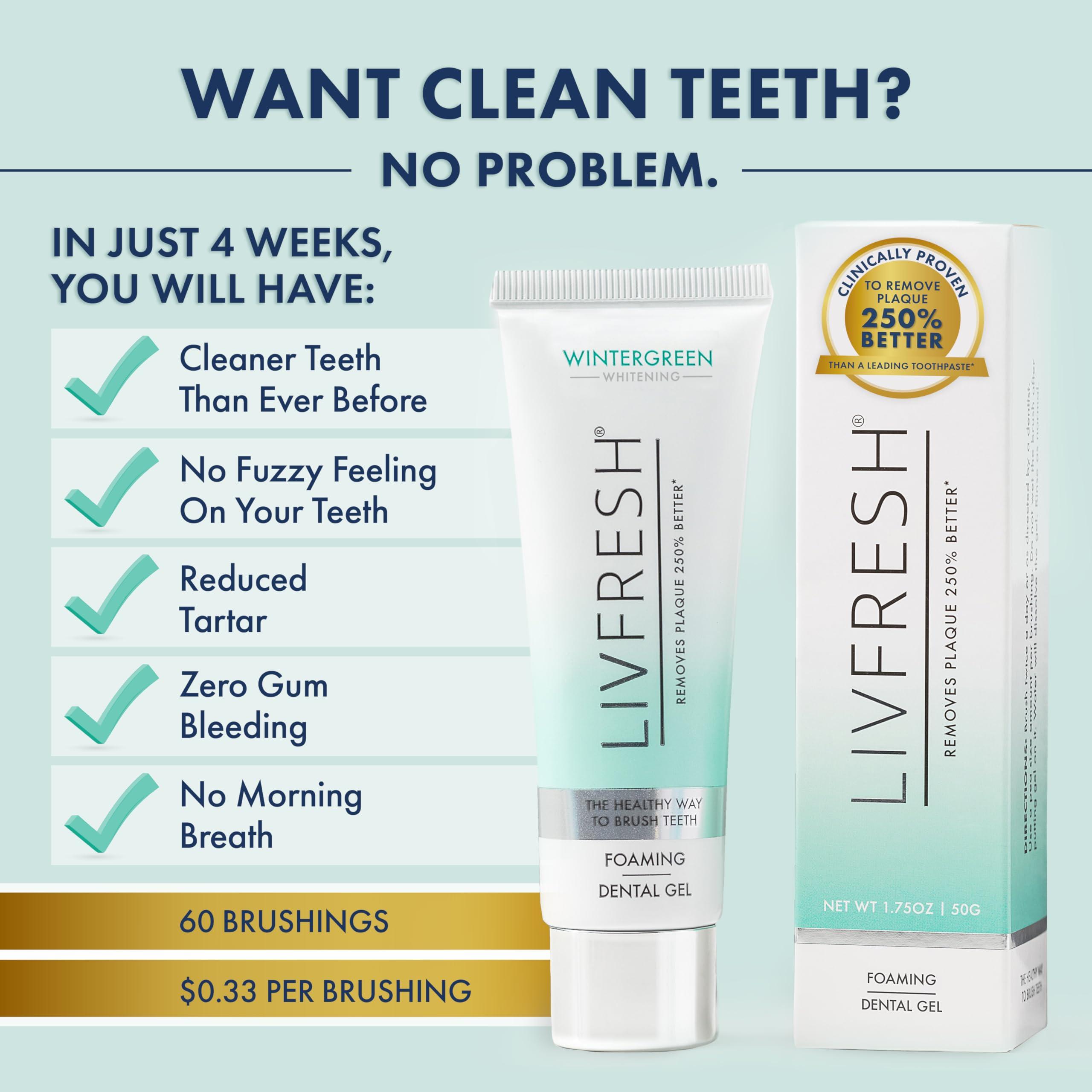 LIVFRESH Toothpaste Gel, Clinically Proven to Remove Plaque 250% Better, Improves Gum Health 190% Better, Prevents & Reduces Tartar, Freshens Breath, SLS Free Dental Gel, Wintergreen - Image 7