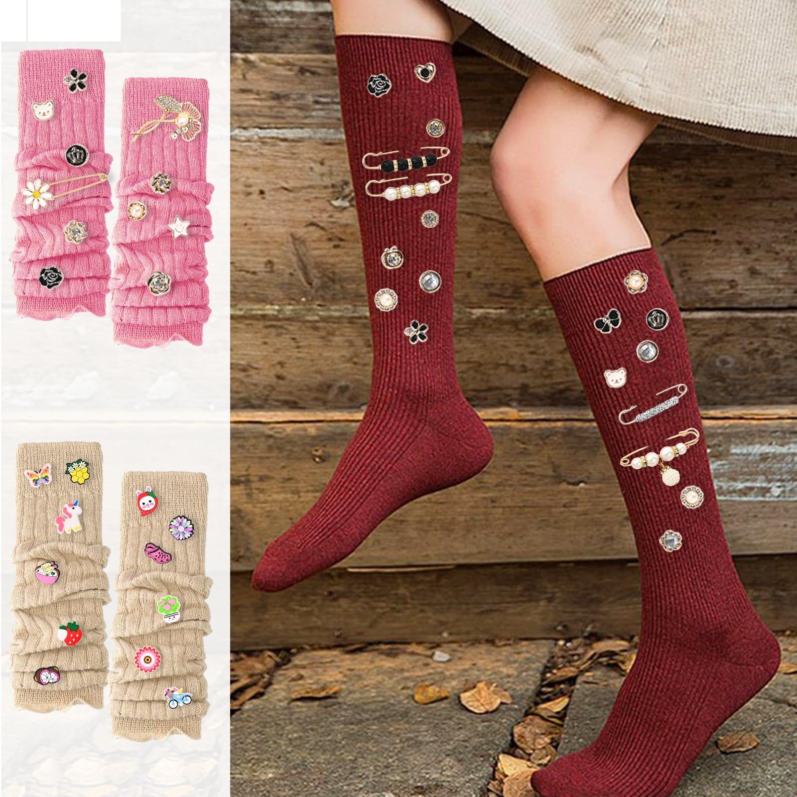 AKSOVA Sock Charms for Socks for Women, 41 PCS Junk Socks Charms Kit, Bulk Jewelry Safety Gold Brooch Pins, Shoe Charms Pins for Sneakers Women Clothes Hats Shoes DIY, Pearl Buttons Kit - Image 4
