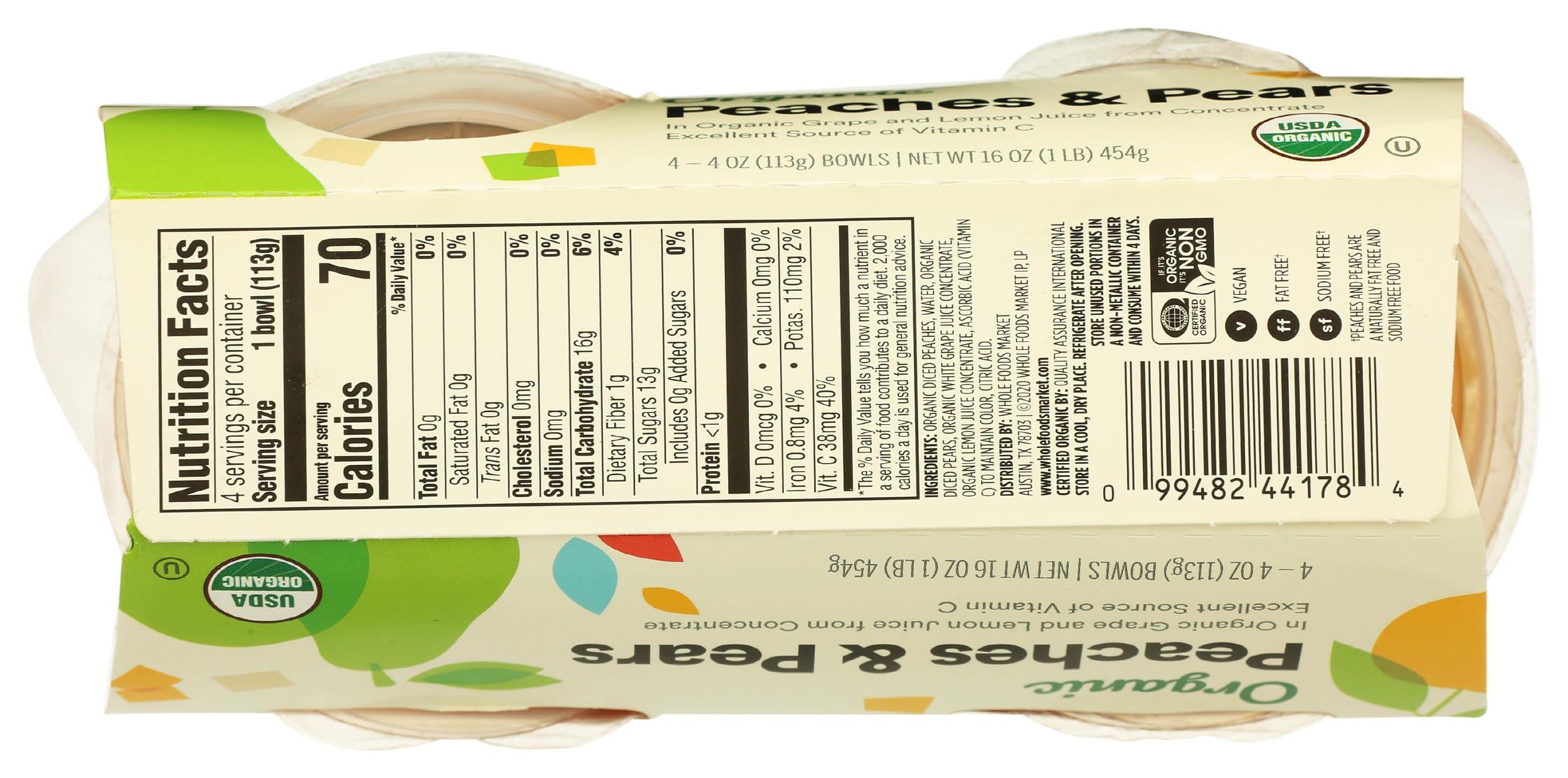 365 by Whole Foods Market, Organic Peaches & Pears Snack Cups, 4 Count - Image 2