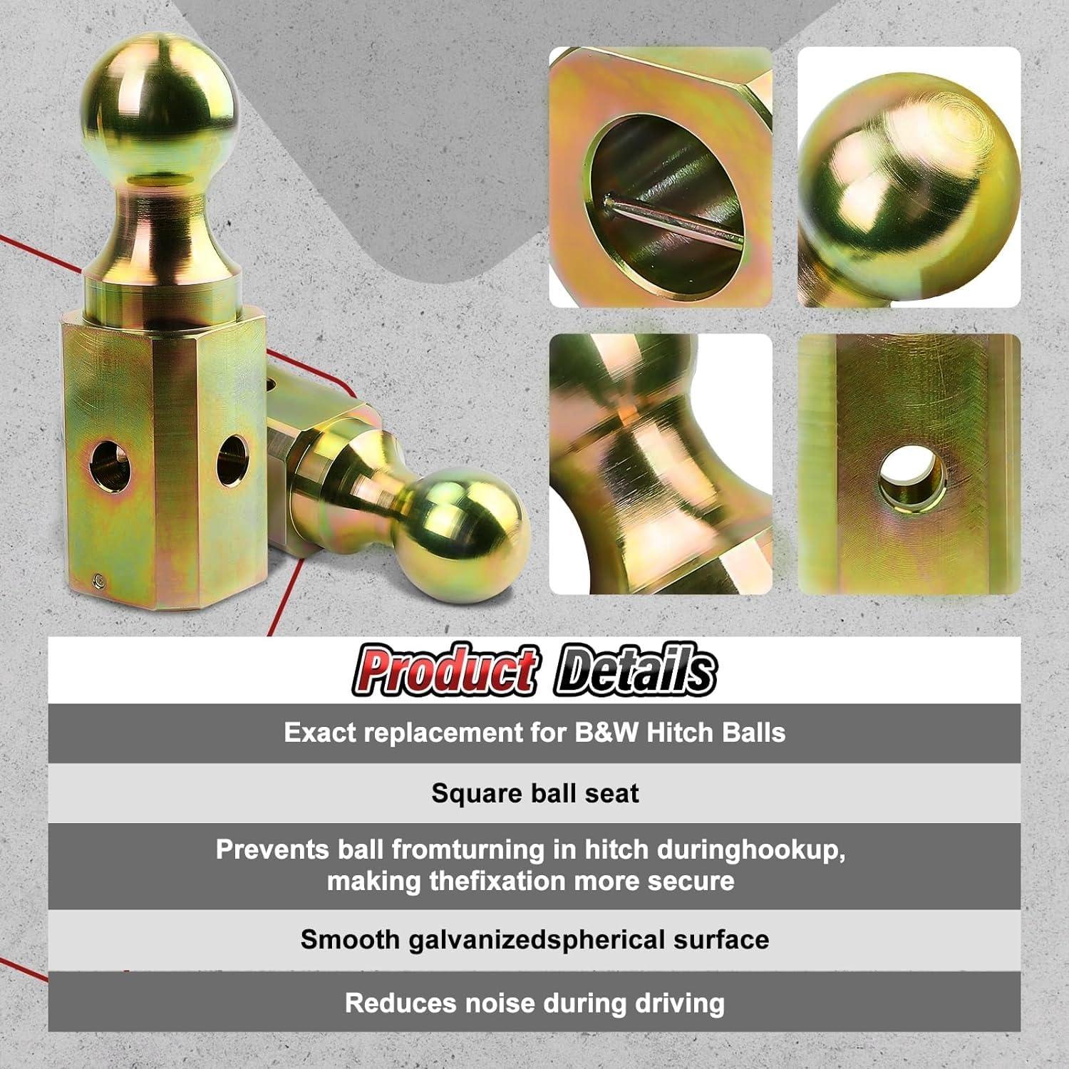 Fexhull GNXA2000 Gooseneck Turn Over Ball 2-5/16" Fit for B&W Trailer Hitches, Gooseneck Hitch Ball - Image 4