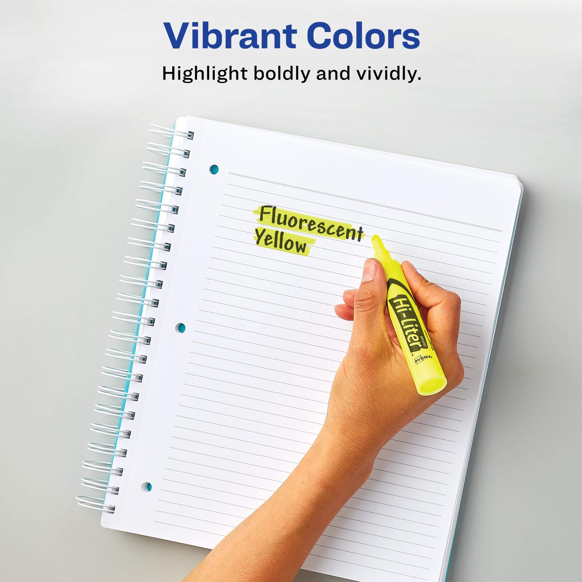 Avery Hi-Liter Desk-Style Highlighters, Smear Safe Ink, Chisel Tip, 12 Fluorescent Yellow Highlighters (24000) - Image 6