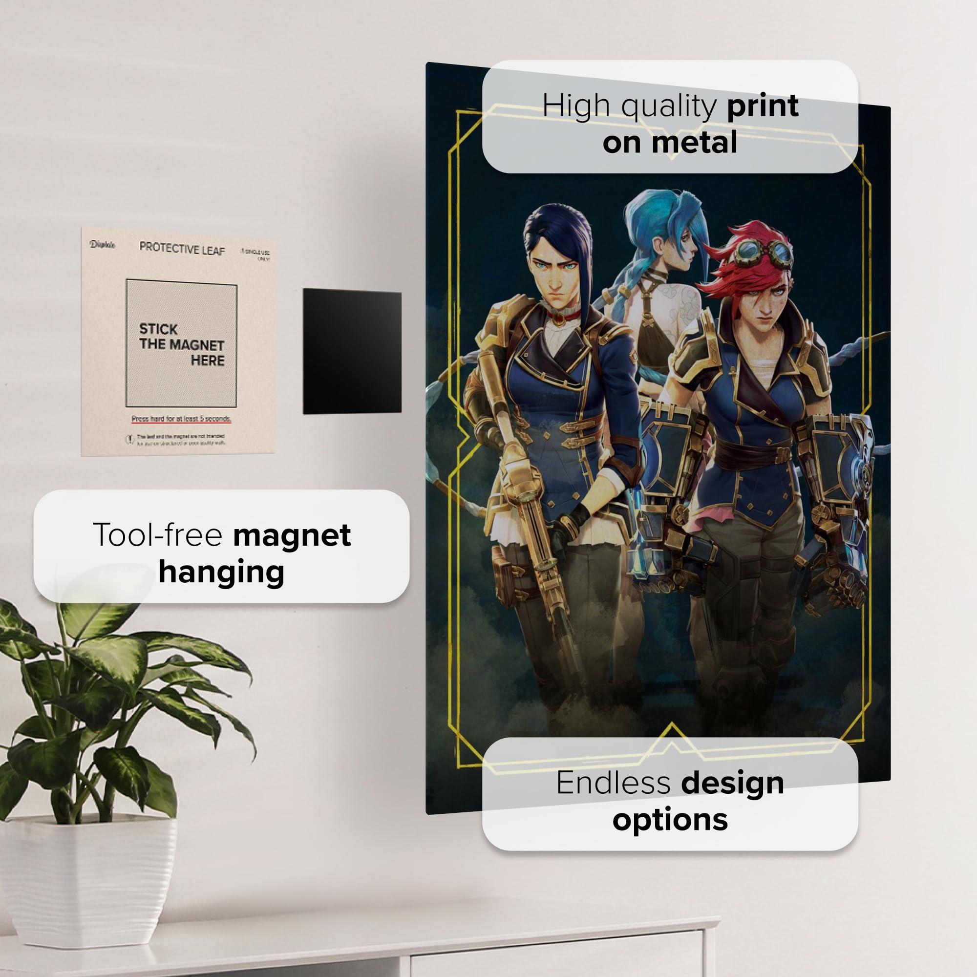 Displate Official Arcane Metal Poster Magnetic Mounting Included Licensed Artwork Modern Wall Decor Caitlyn, Vi and Jinx Poster 45 cm x 32 cm - Image 3