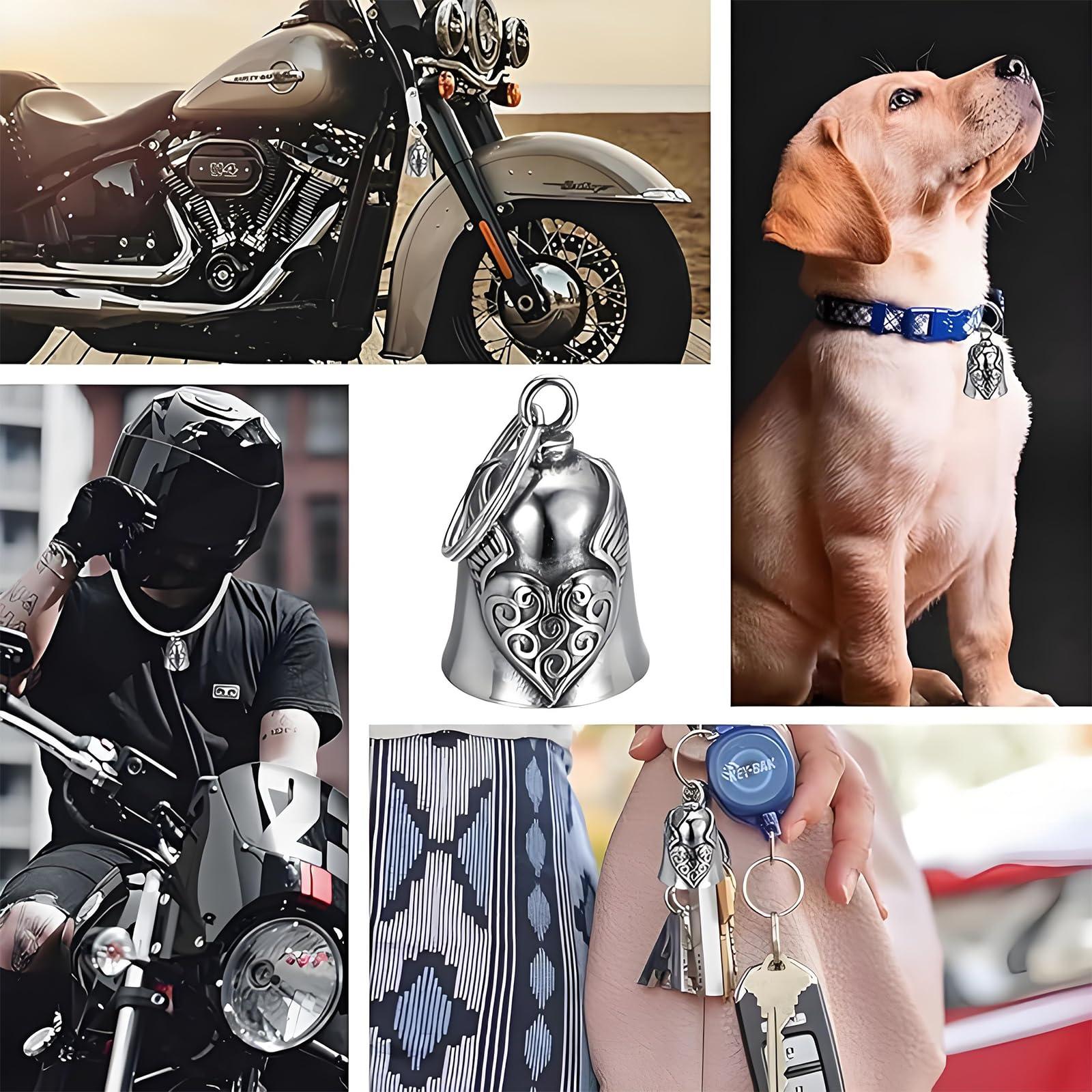 vvag Motorcycle Bell Durable Guardian Angel Bell Hanger Biker Bell with Keychain Ring Motorcycle Accessories for Women - Image 7