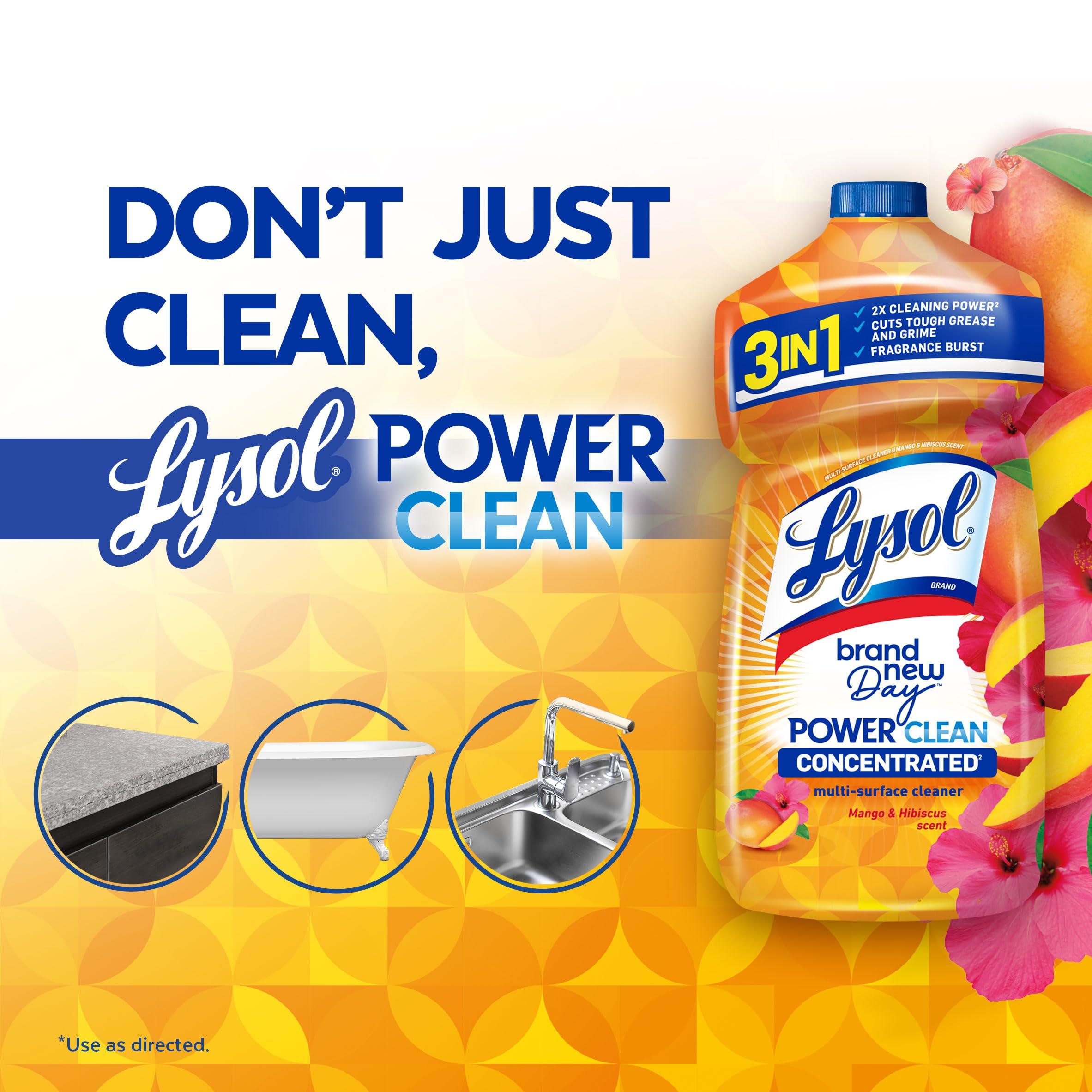 Lysol Power Clean Multi-Surface Cleaner, 2x Concentrated Pour, Mango & Hibiscus, 28 Fl Oz - Image 6