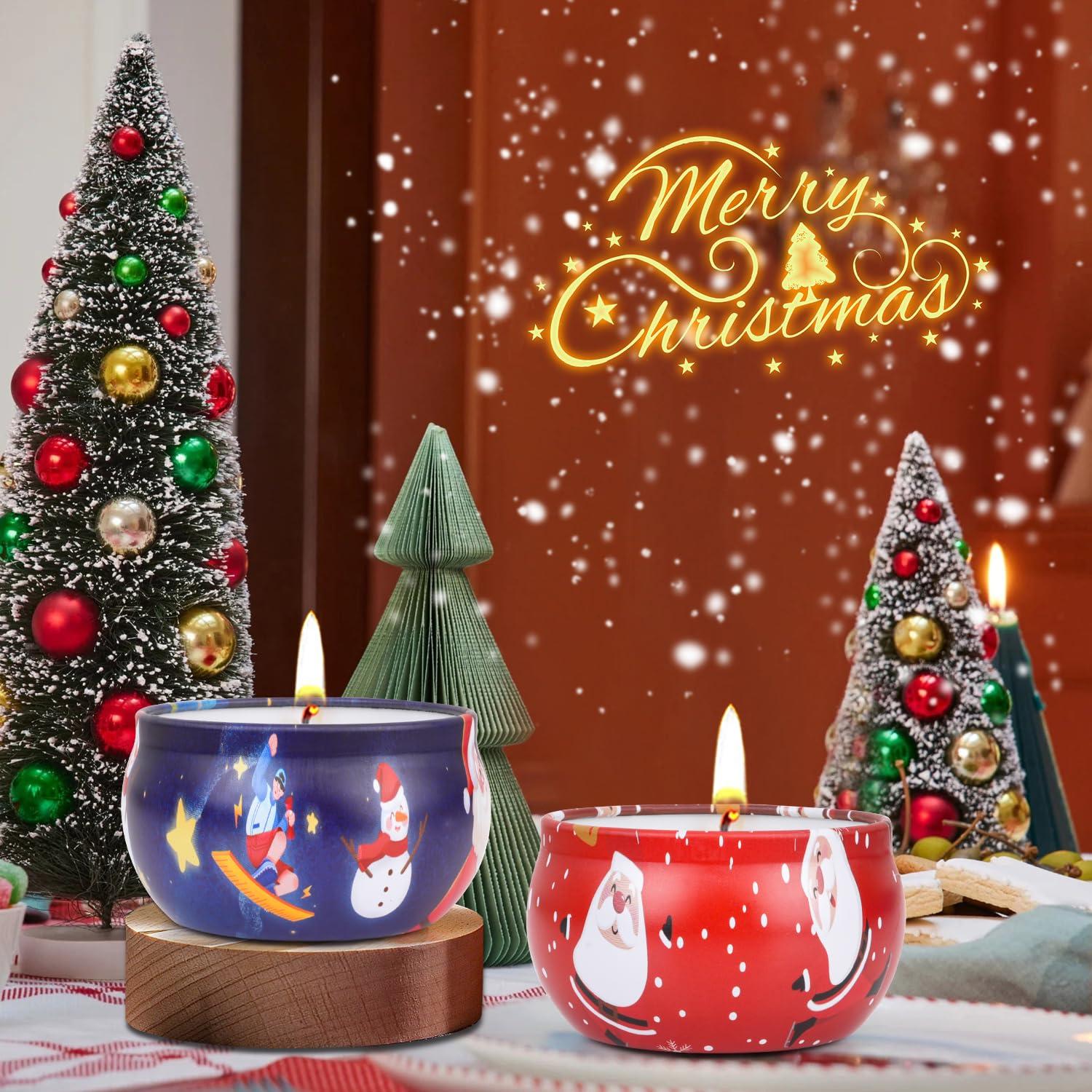 Christmas Gifts Set, 8 Pack Christmas Scented Candles Set, Bulk Stocking Stuffers for Coworkers Adults Women, Small Aromatherapy Candles Gift Baskets for Birthday Christmas Decoration Holiday Gift - Image 2